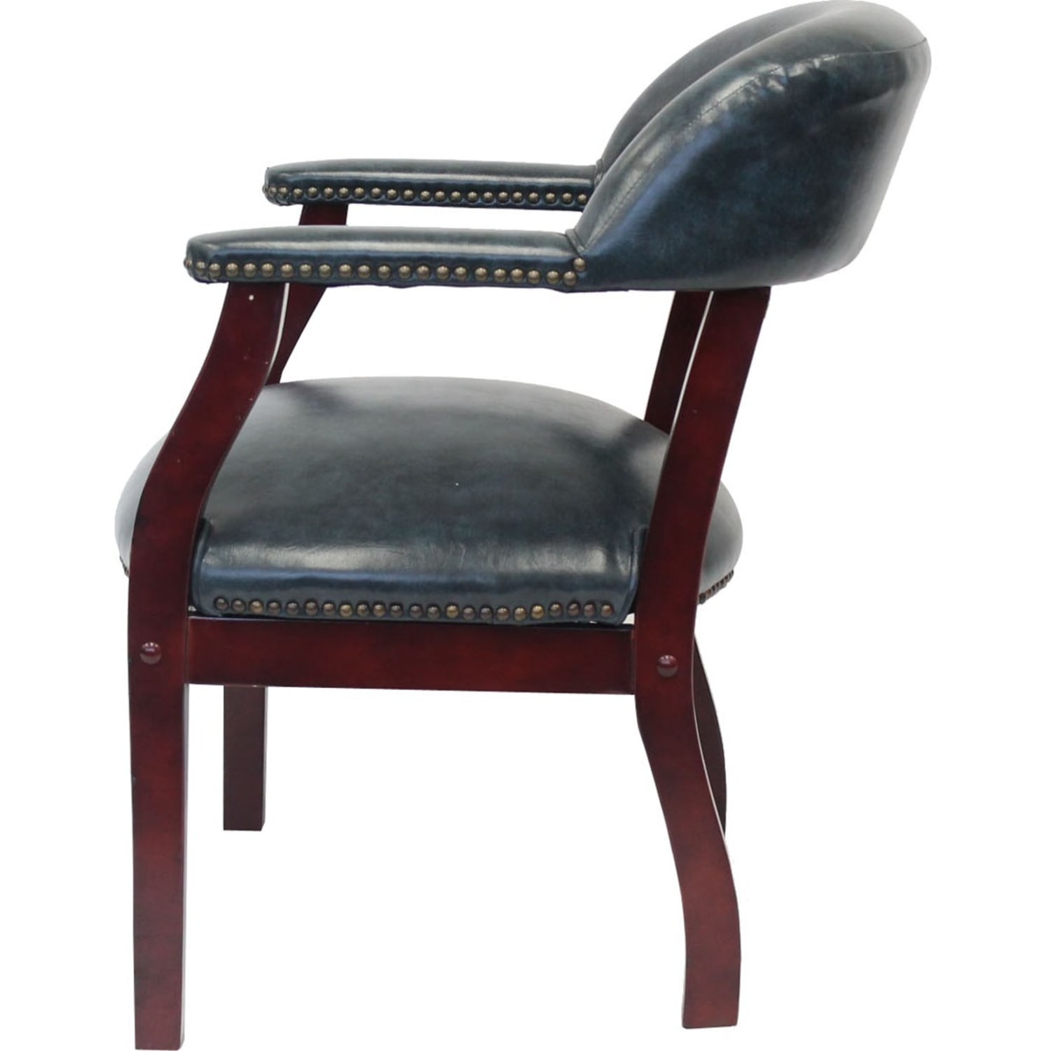 Boss Office Products Captains Guest Arm Chair BlueMahogany PopularChairscom