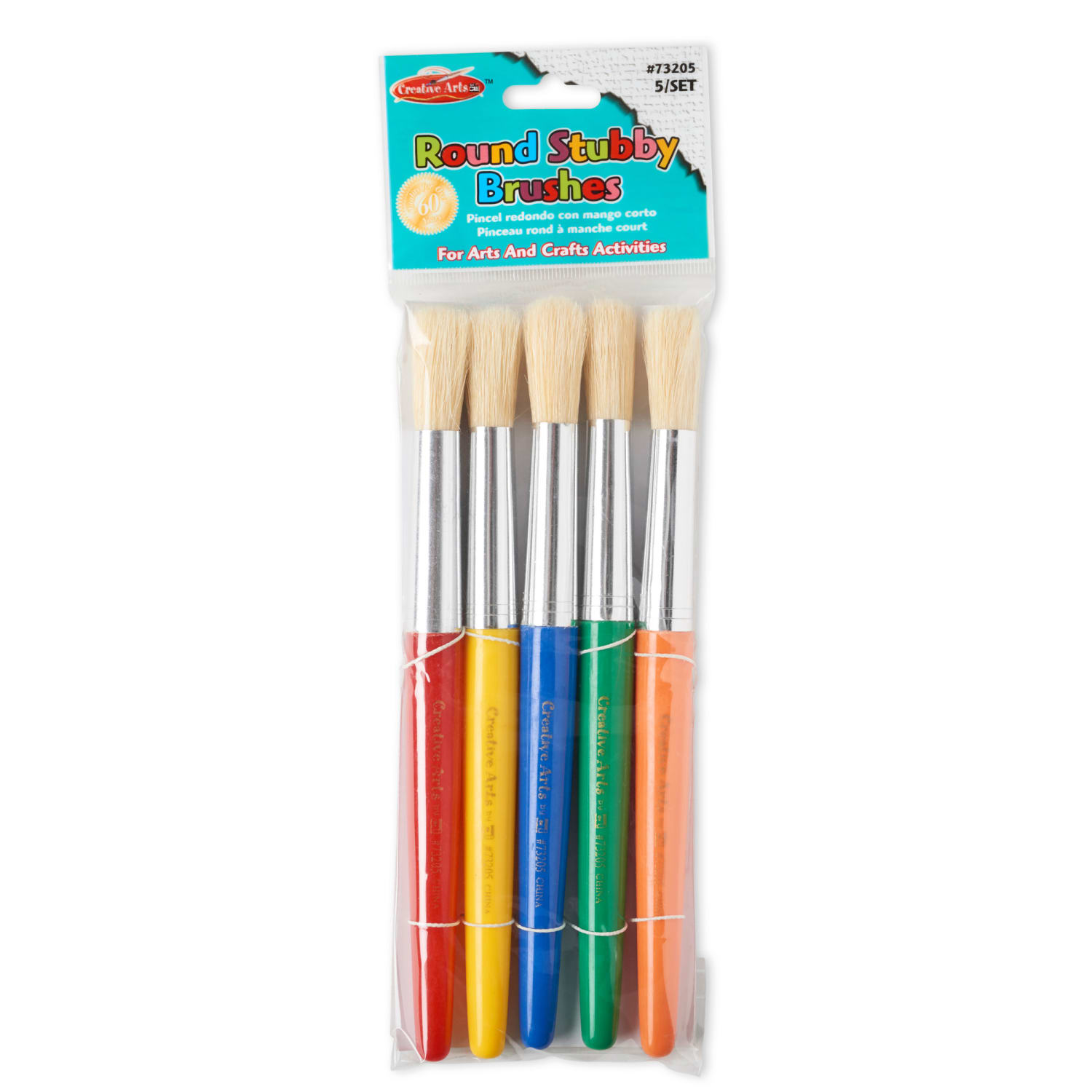 Charles Leonard Round Paint Brushes, Short Handle, Assorted Colors, 5 Per Pack, Set Of 6 Packs - Image 4