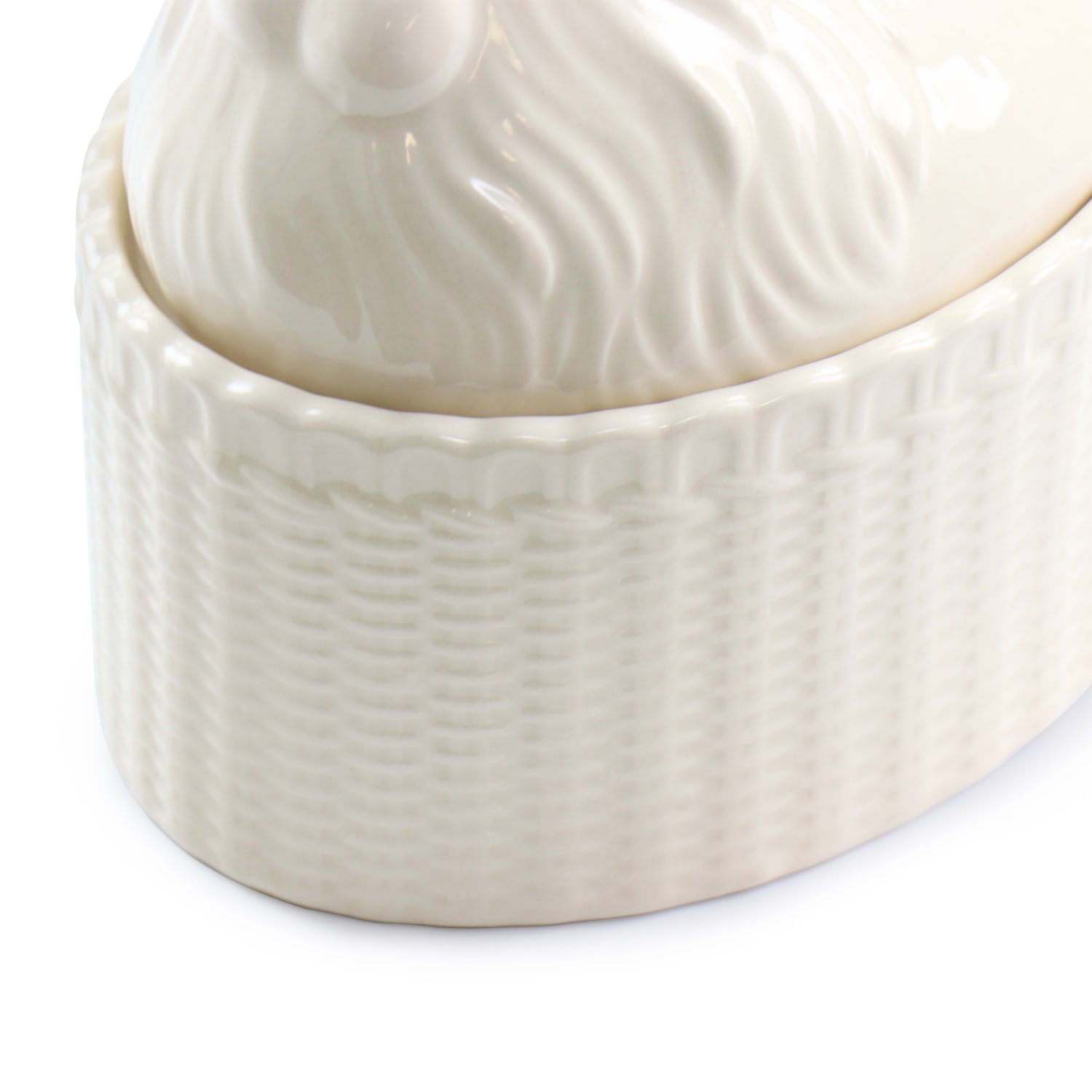 Martha Stewart Stoneware Sculpted Rooster Covered Oval Baker, 6in, Cream - Image 3