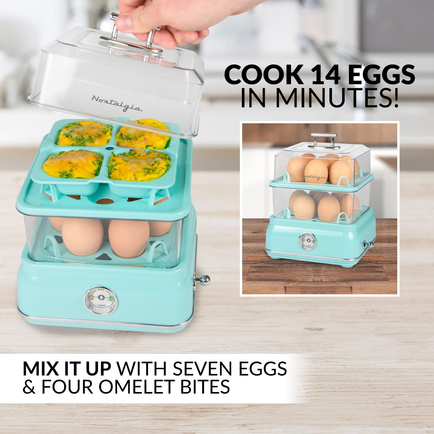 Nostalgia Electrics Classic Retro 14-Capacity Egg Cooker, Aqua - Image 6