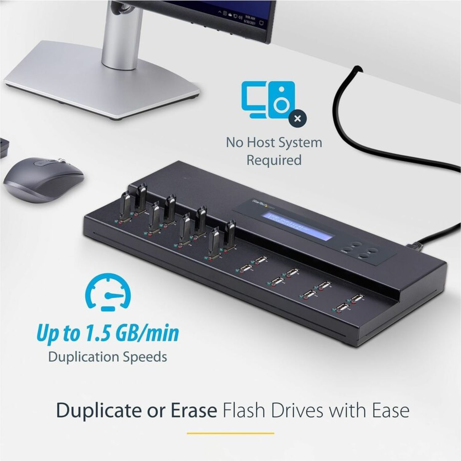 StarTech.com 1:15 Standalone USB Duplicator and Eraser - for USB Flash Drives - Flash Drive Duplicator - USB Copier - USB Thumb Drive Duplicator - Image 3