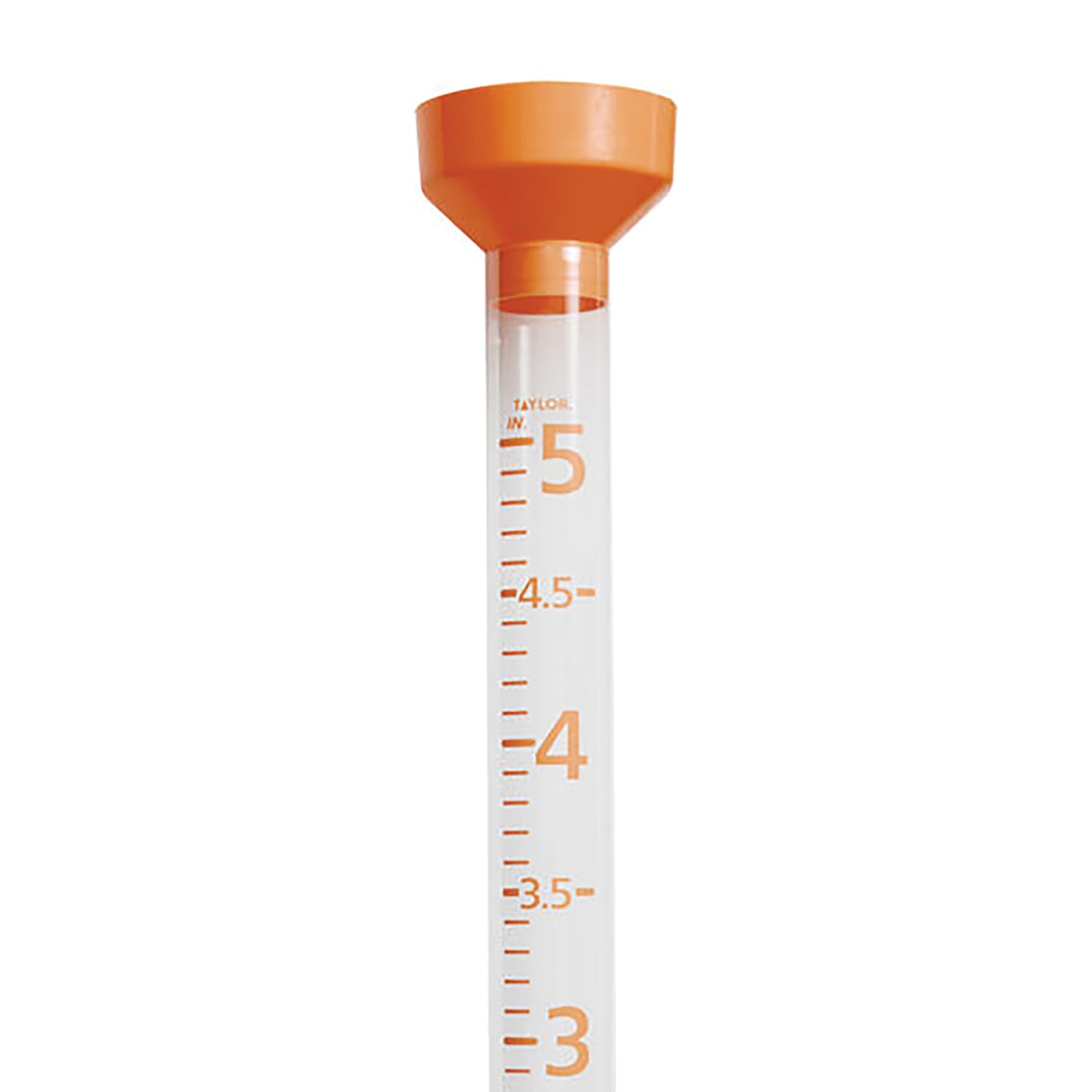 Taylor Precision Products 5in-Capacity Jumbo Rain Gauge, 27-3/16inH x 3-3/4inW x 3-3/4inD, Orange - Image 3