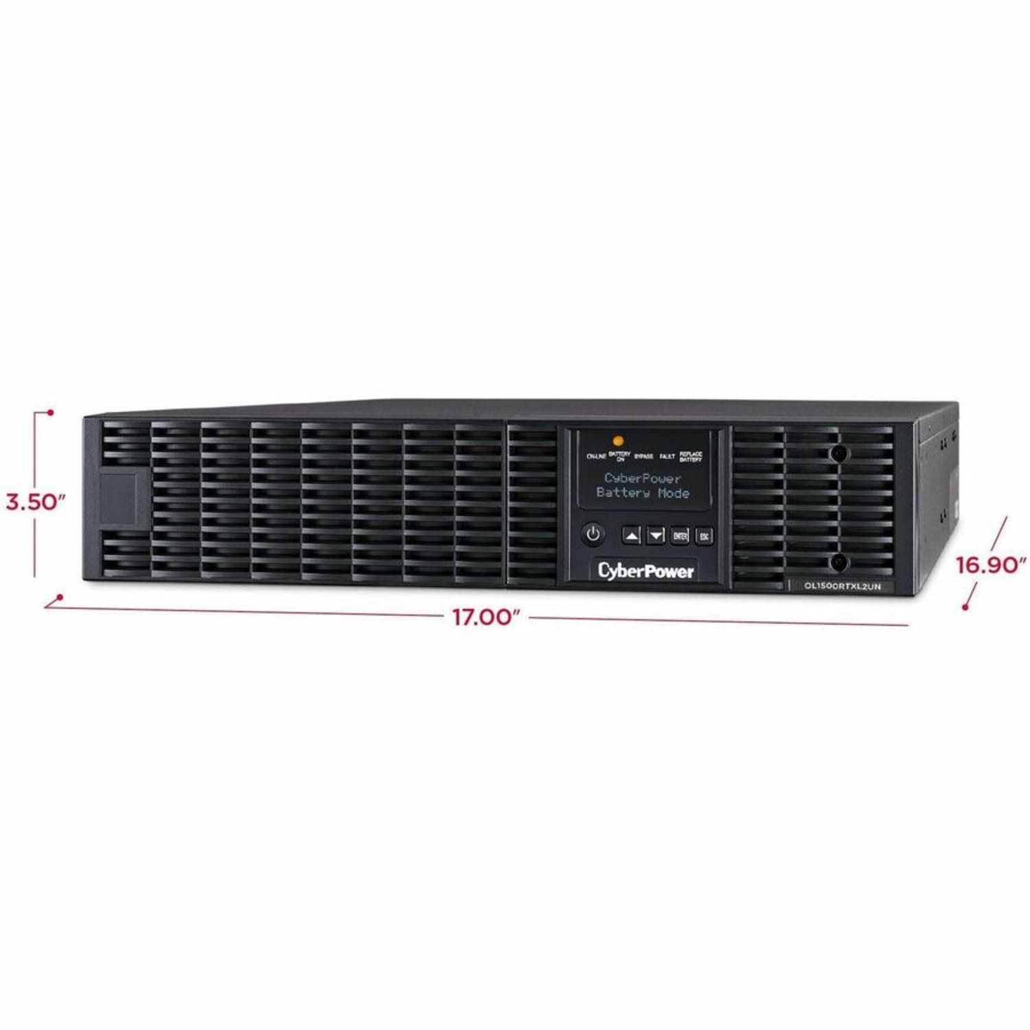 CyberPower OL1500RTXL2UN Smart App Online UPS Systems - 1500VA/1350W, 100 - 125 VAC, NEMA 5-15P, 2U, Rack/Tower, 8 Outlets, LCD- OL1500RTXL2UN - Image 4