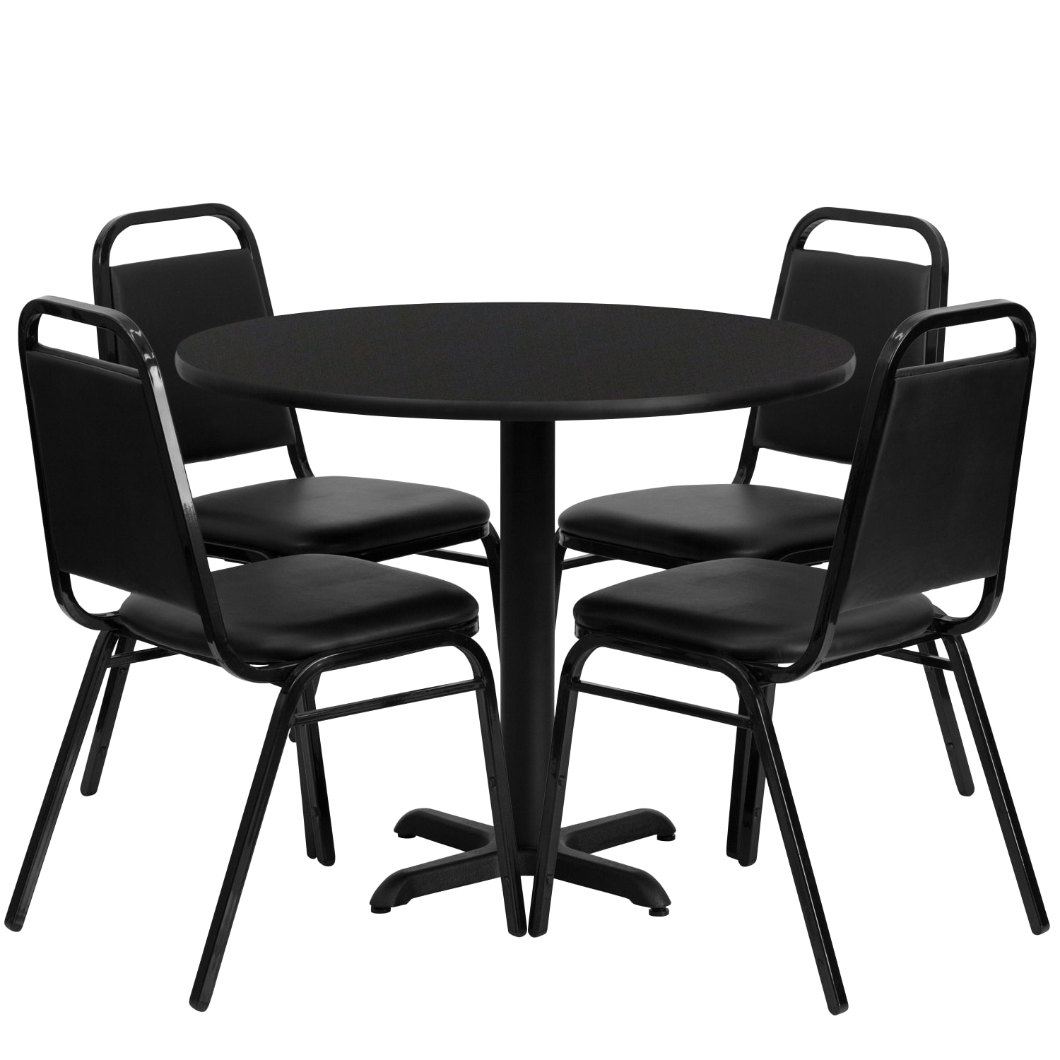 Flash Furniture Round Table With 4 Banquet Chairs, 30in x 36in, Black - Image 3