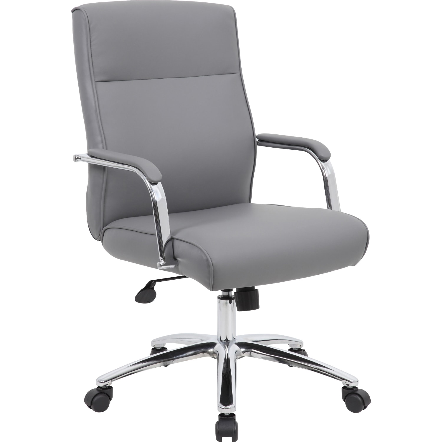 Boss Office Products Modern Executive Conference Ergonomic Chair Caressoft Vinyl GrayChrome PopularChairscom