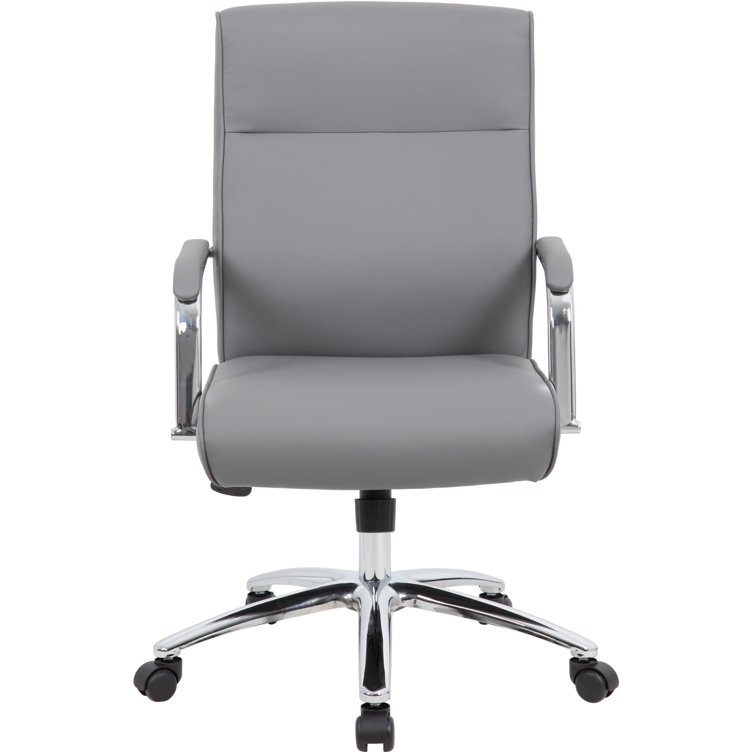 Boss Office Products Modern Executive Conference Ergonomic Chair Caressoft Vinyl GrayChrome PopularChairscom