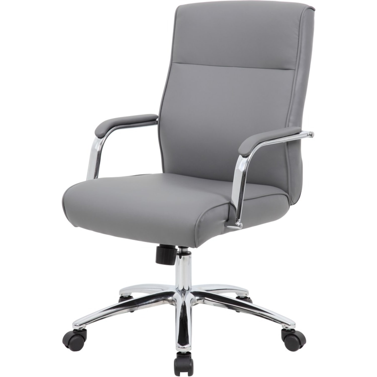 Boss Office Products Modern Executive Conference Ergonomic Chair Caressoft Vinyl GrayChrome PopularChairscom