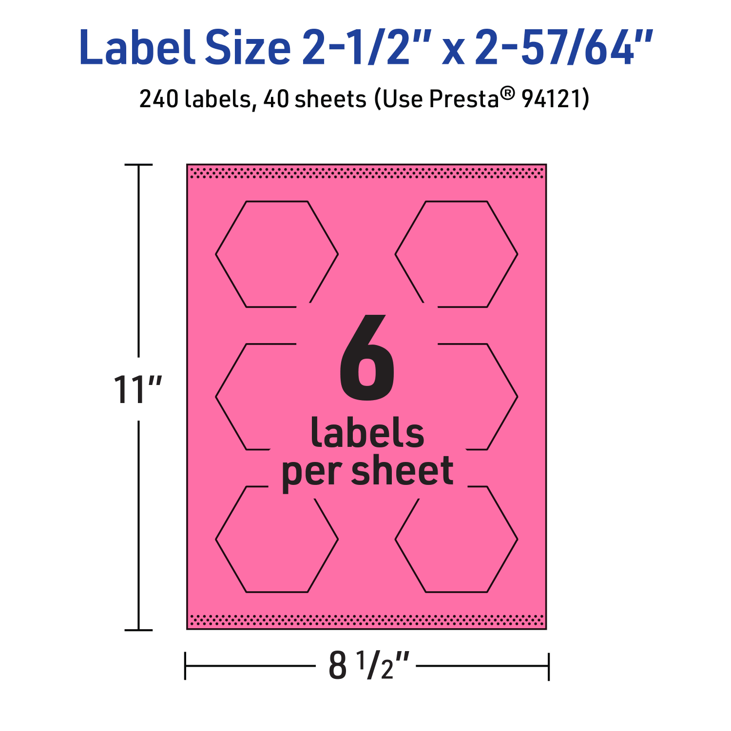 Avery Print-To-The-Edge Labels With Sure Feed Technology, 94121-BPP40, Hexagon, 2-1/2in x 2-57/64in, Matte Bright Pink, Pack of 240 - Image 6