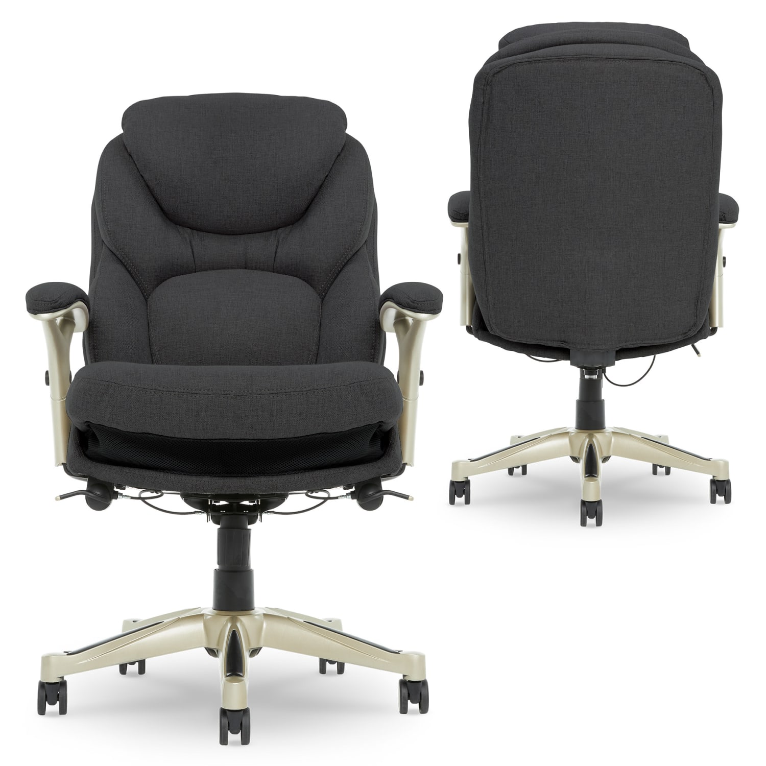 Serta Claremont Ergonomic Bonded Leather Mid Back Office Chair Dark GraySilver PopularChairscom