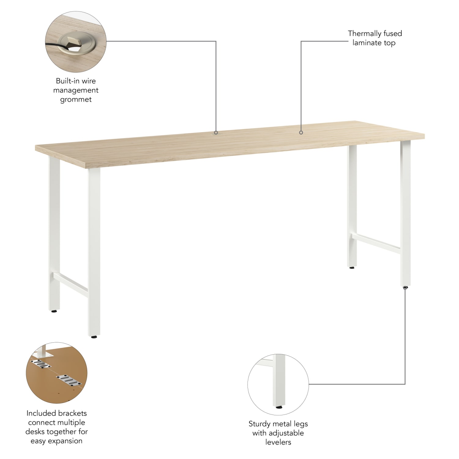 Bush Business Furniture Hustle 72inW Computer Desk With Metal Legs, Natural Elm, Standard Delivery - Image 6