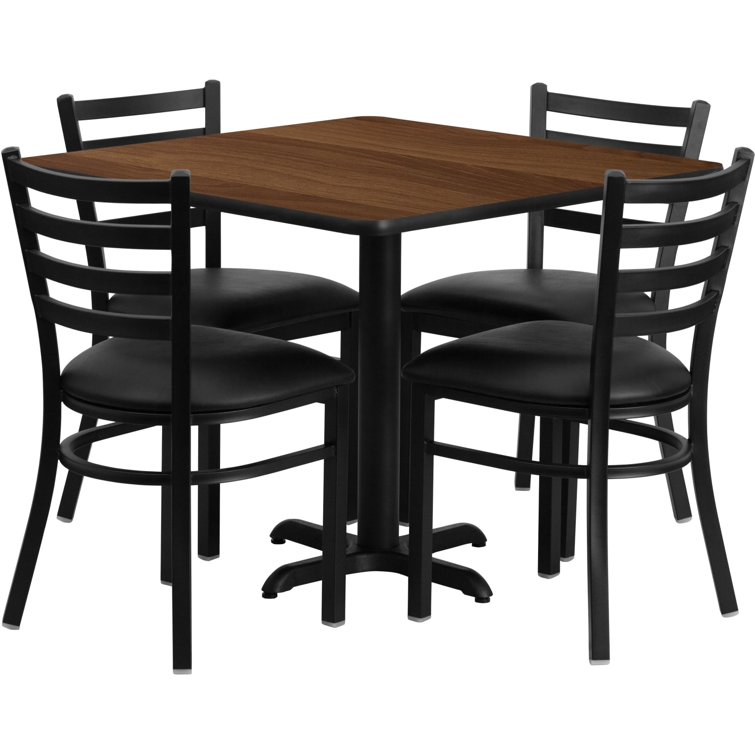 Flash Furniture Square Table With X-Base And 4 Ladder-Back Chairs, 30in x 36in, Walnut/Black - Image 5