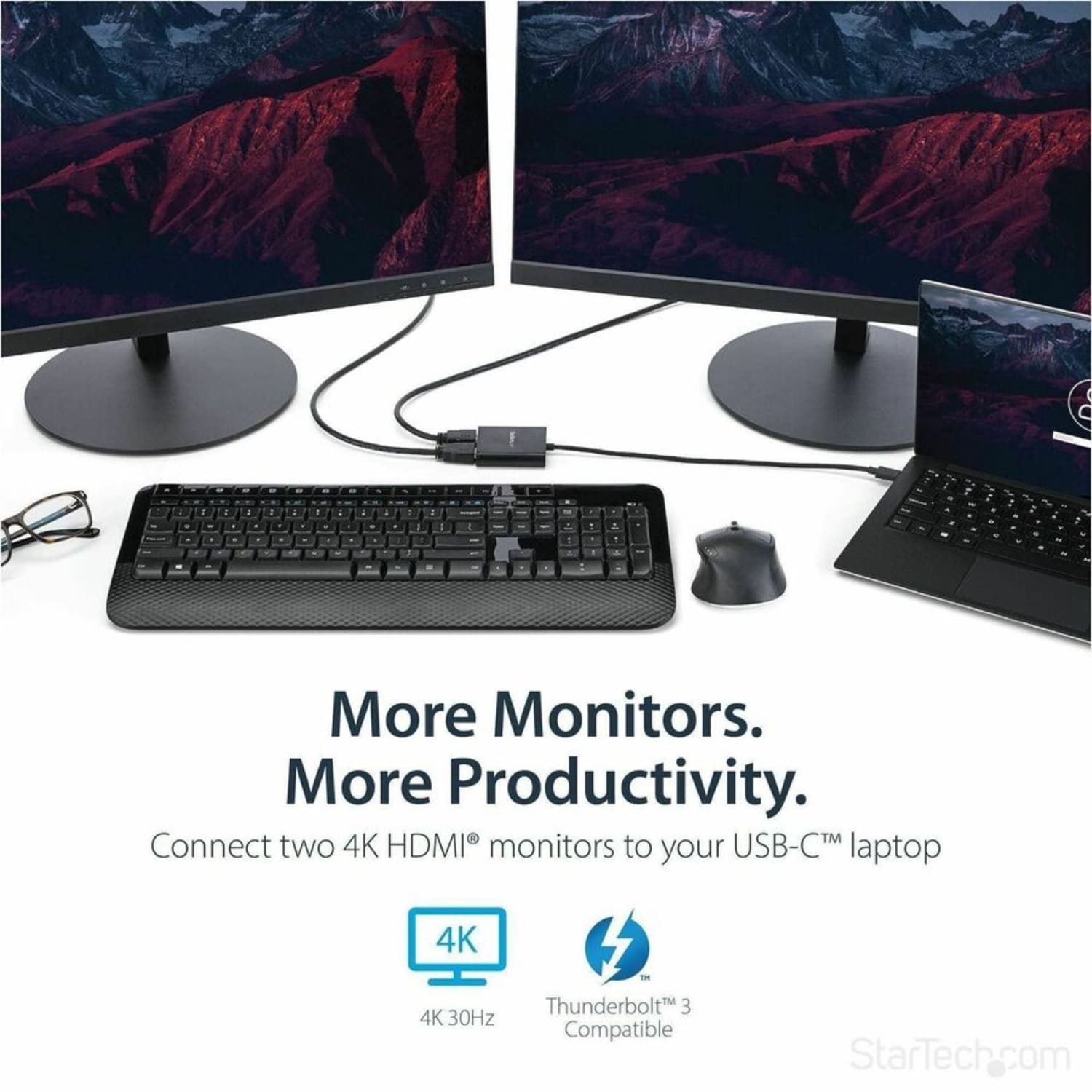 StarTech.com USB-C to Dual HDMI Adapter, USB Type-C Multi-Monitor MST Hub, Dual 4K 30Hz HDMI Laptop Display Extender/Splitter, Windows~ - Image 3
