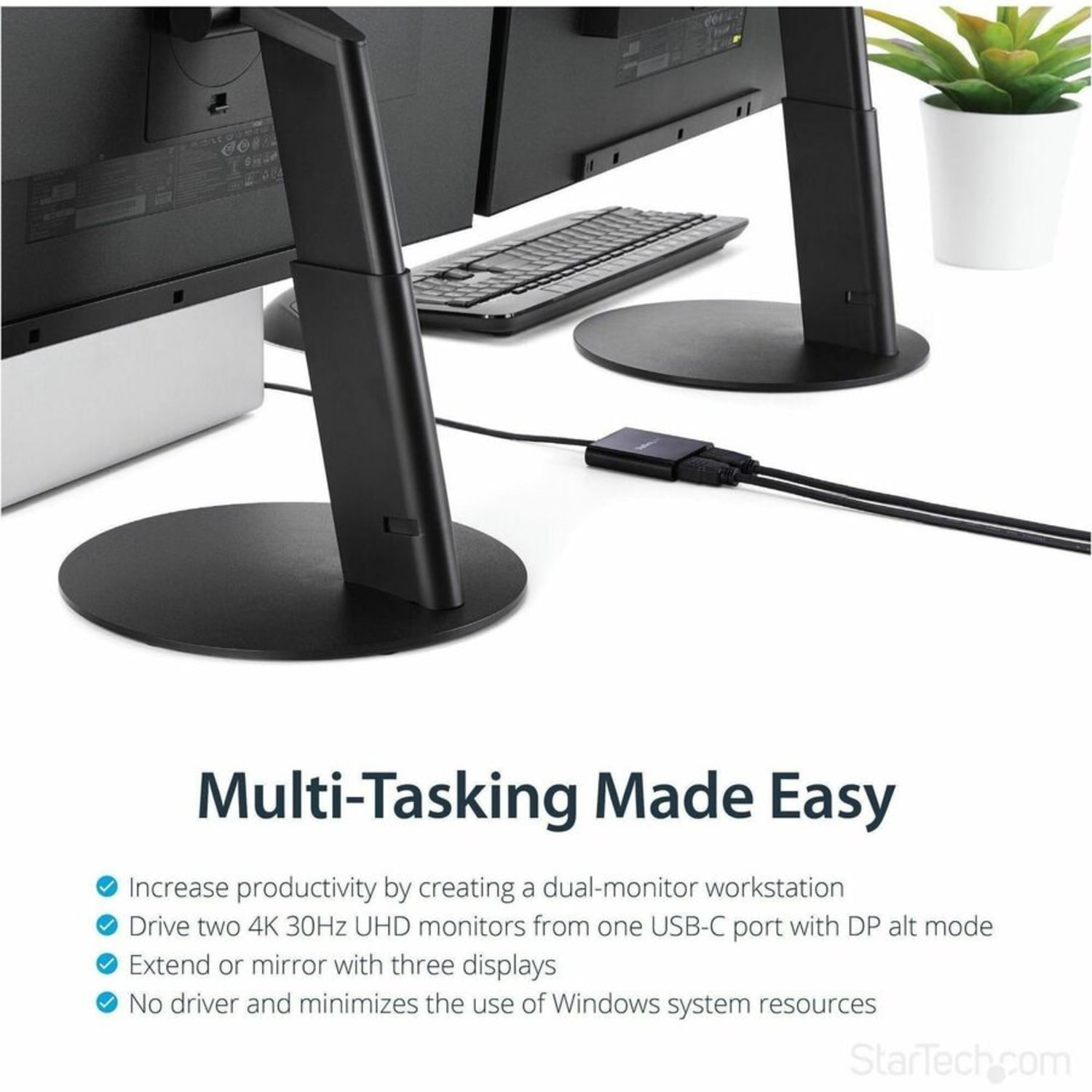 StarTech.com USB-C to Dual HDMI Adapter, USB Type-C Multi-Monitor MST Hub, Dual 4K 30Hz HDMI Laptop Display Extender/Splitter, Windows~ - Image 4