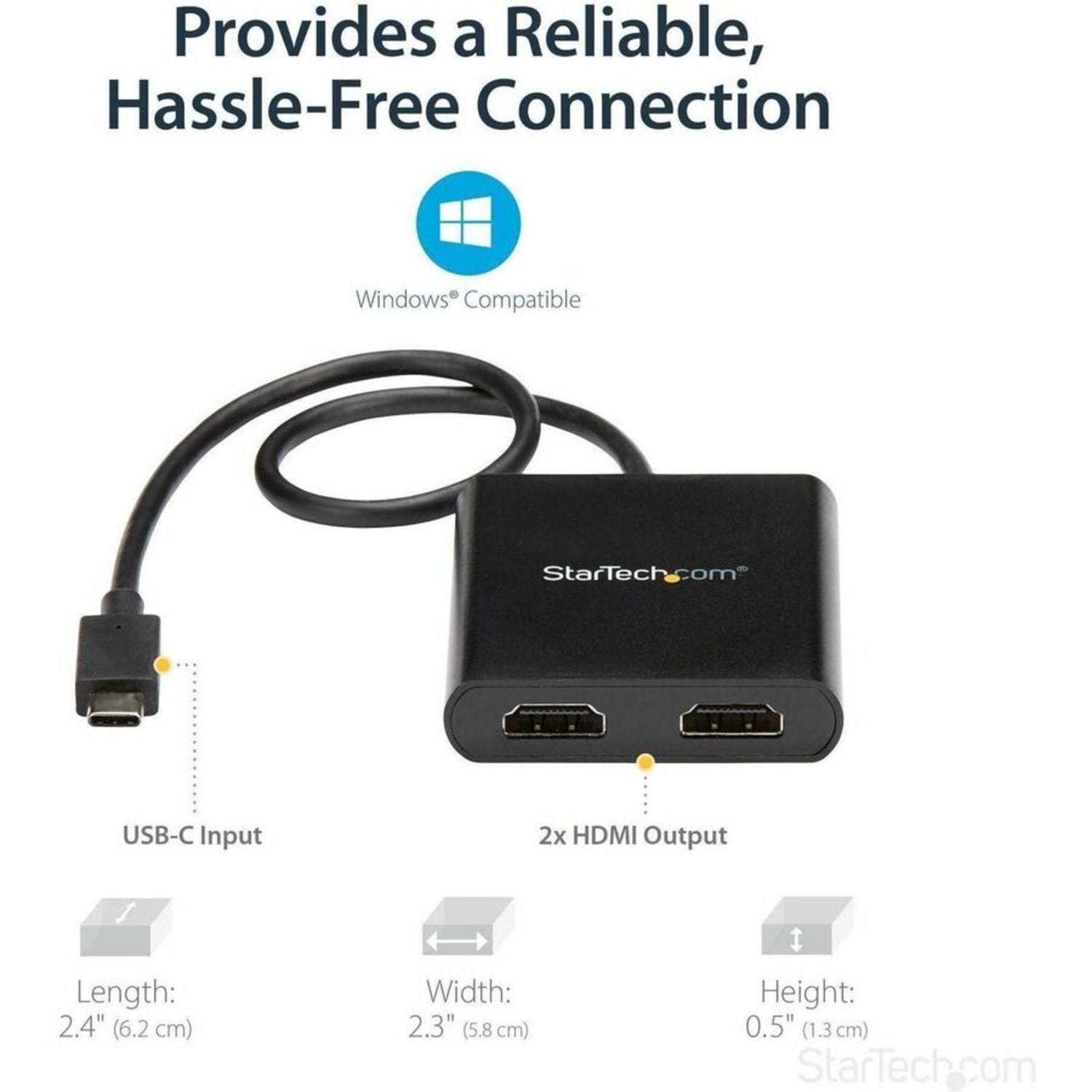 StarTech.com USB-C to Dual HDMI Adapter, USB Type-C Multi-Monitor MST Hub, Dual 4K 30Hz HDMI Laptop Display Extender/Splitter, Windows~ - Image 6