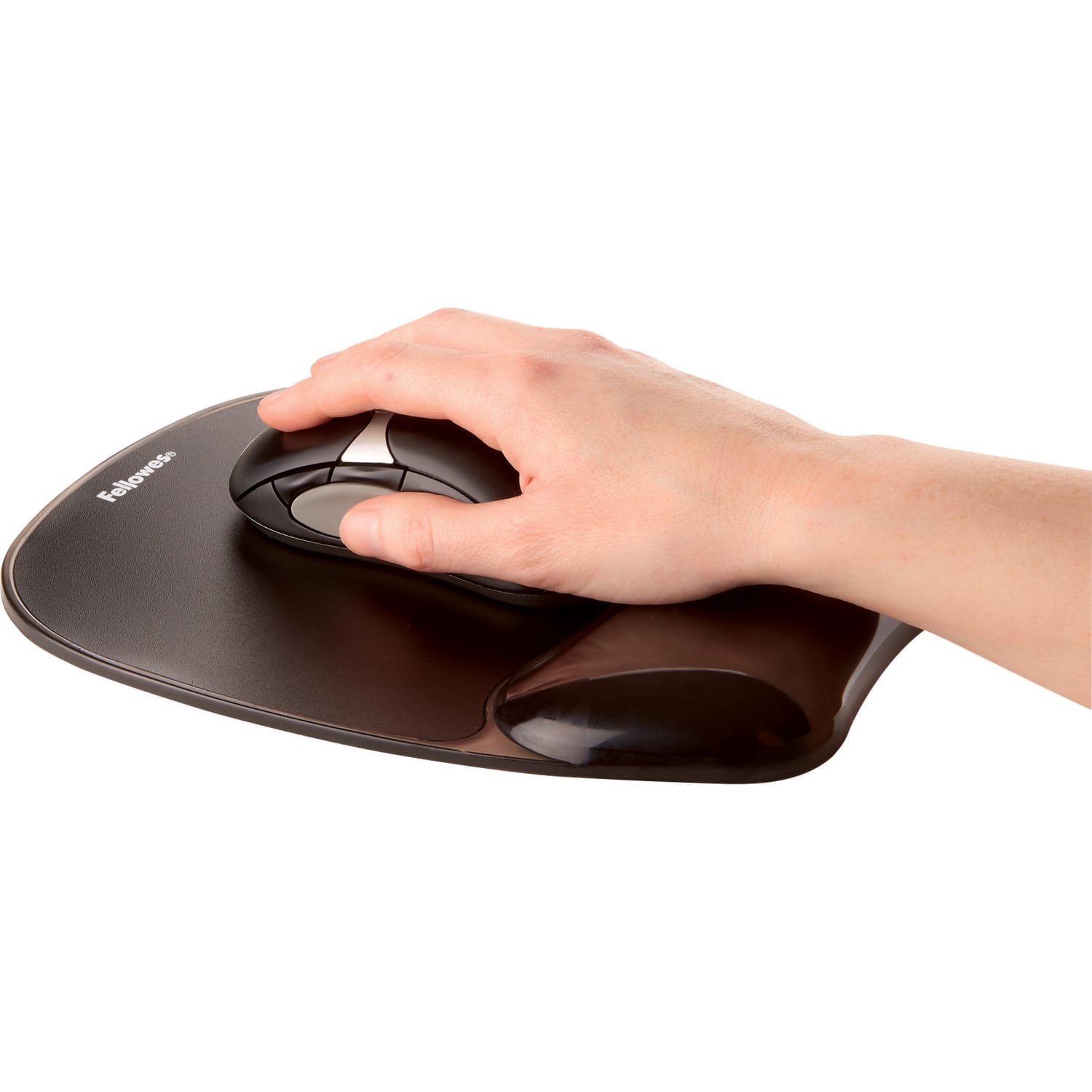 Fellowes Gel Crystals Mouse Pad With Wrist Rest, 1inH x 7-15/16inW x 9-1/4inD, Black - Image 3