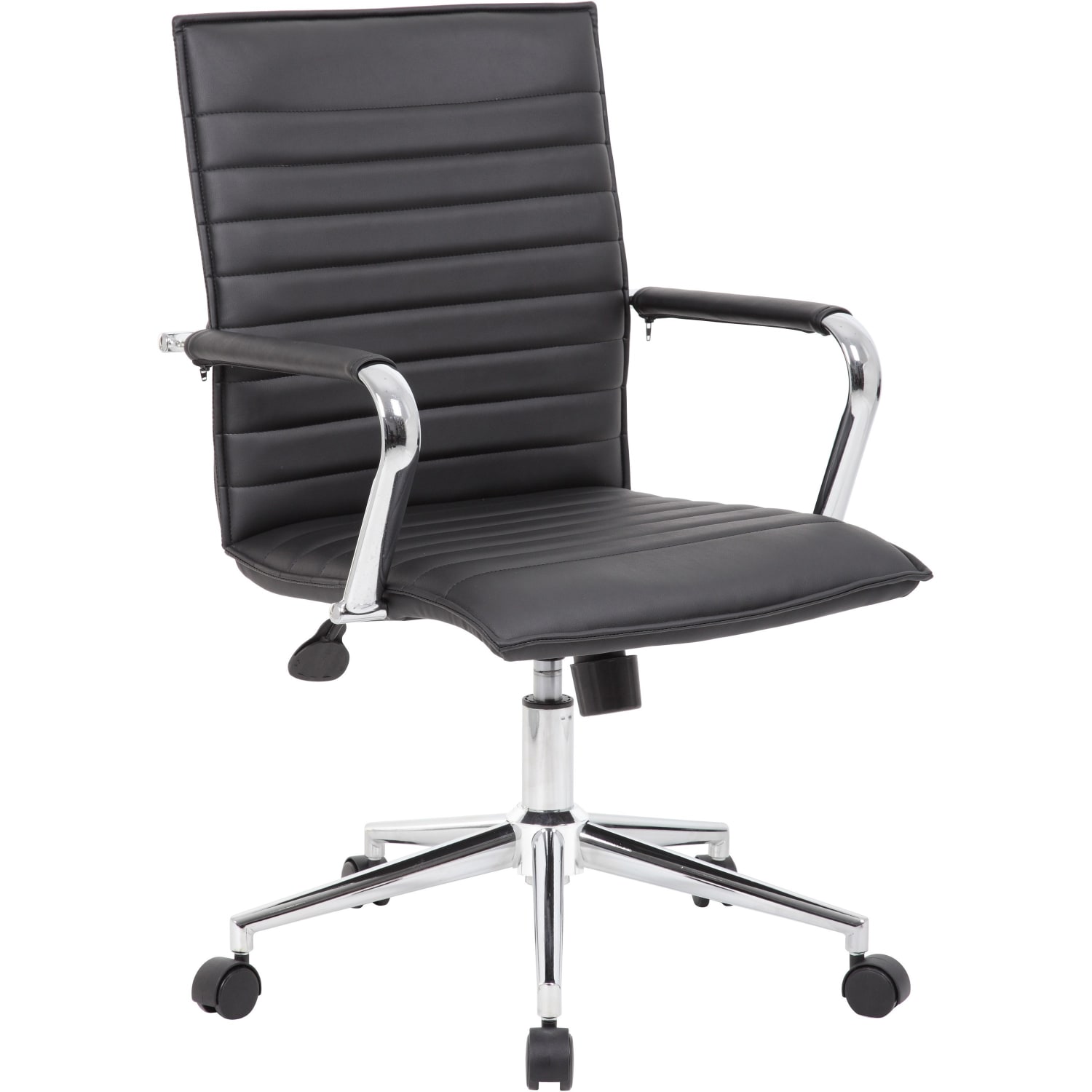 Boss Office Products Sleek Ribbed Vinyl Task Chair Black PopularChairscom