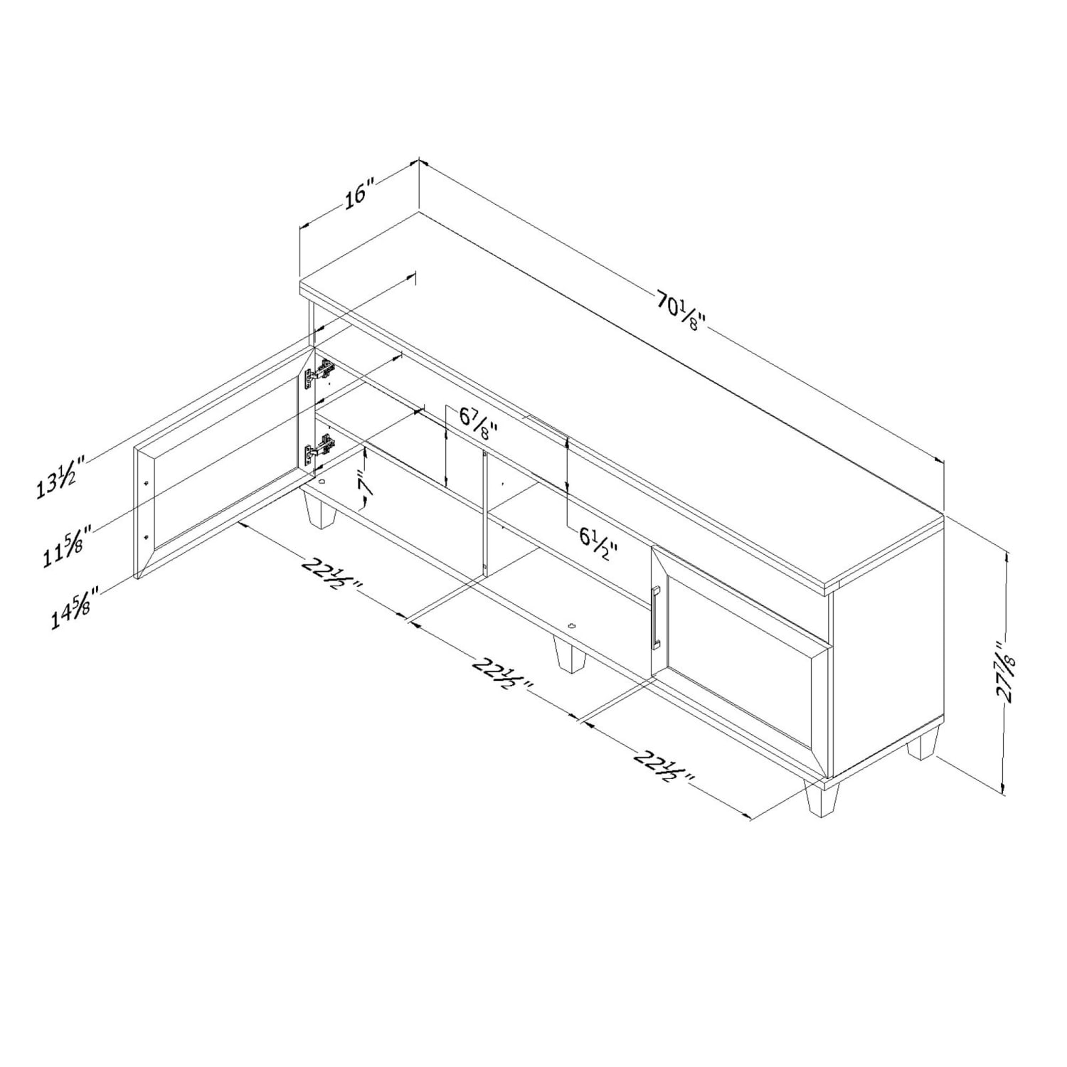South Shore Adrian TV Stand For TVs Up To 75ft", Black Oak - Image 5