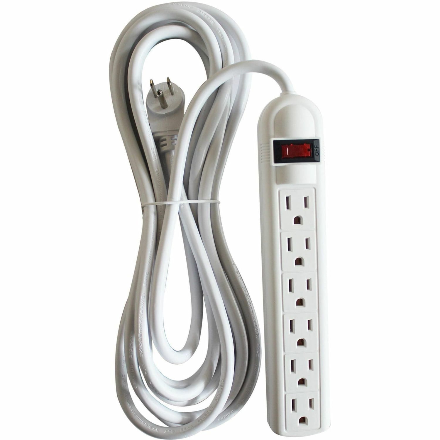 Compucessory 6-Outlet Power Strip, 15ft Cord, Gray - Image 3