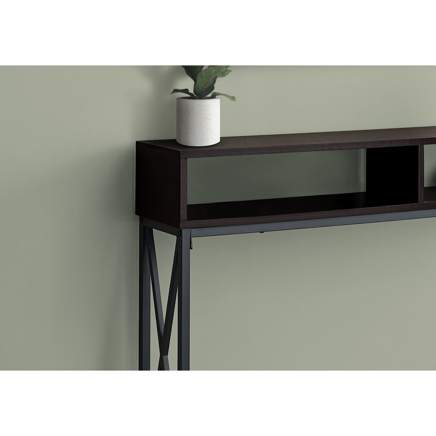 Monarch Specialties Paola Console Accent Table, 30-1/2inH x 47-1/4inW x 9inD, Espresso/Black - Image 4