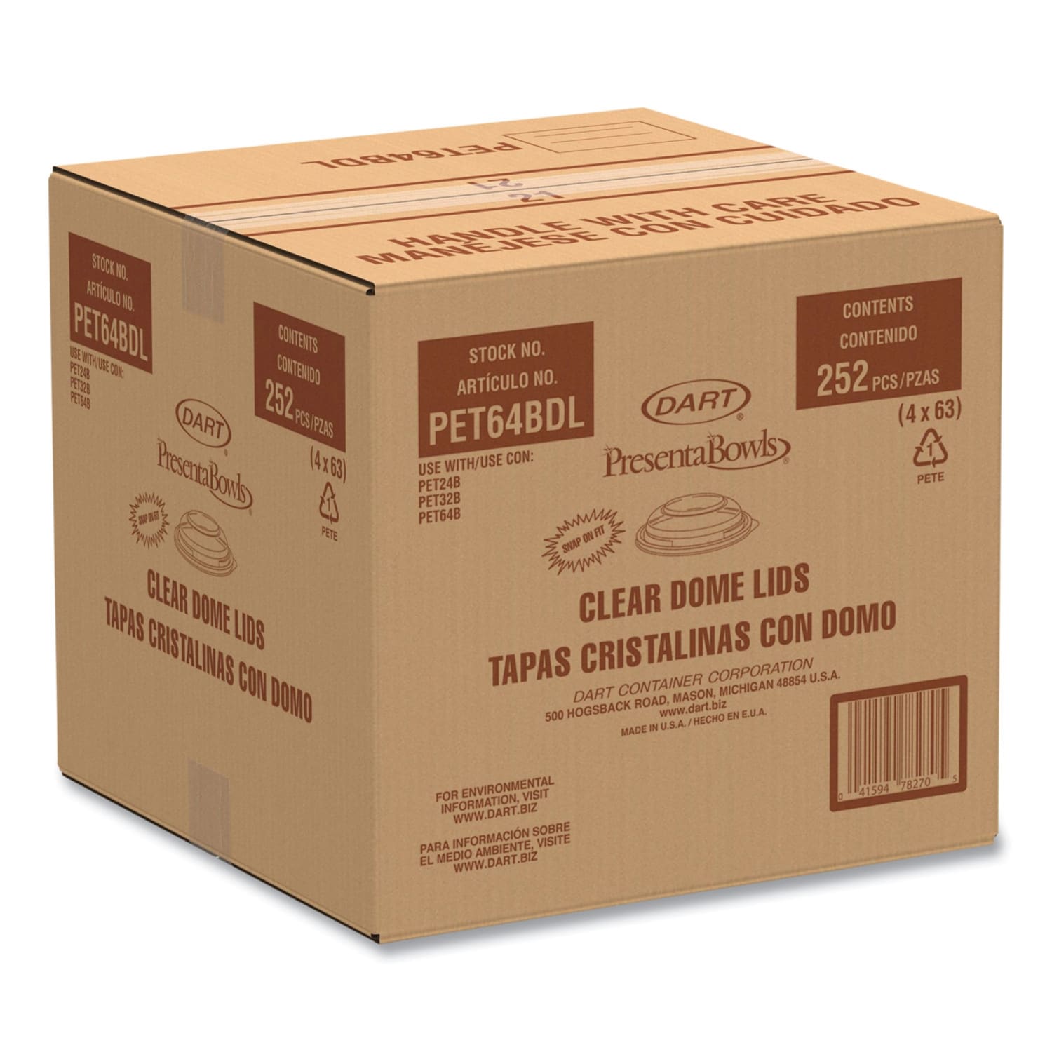Dart PresentaBowls Lids, Clear, Fits 24-64 Oz Bowls, 1-1/8inH x 7-5/16inW x 1-1/8inD, Carton Of 252 Lids - Image 6