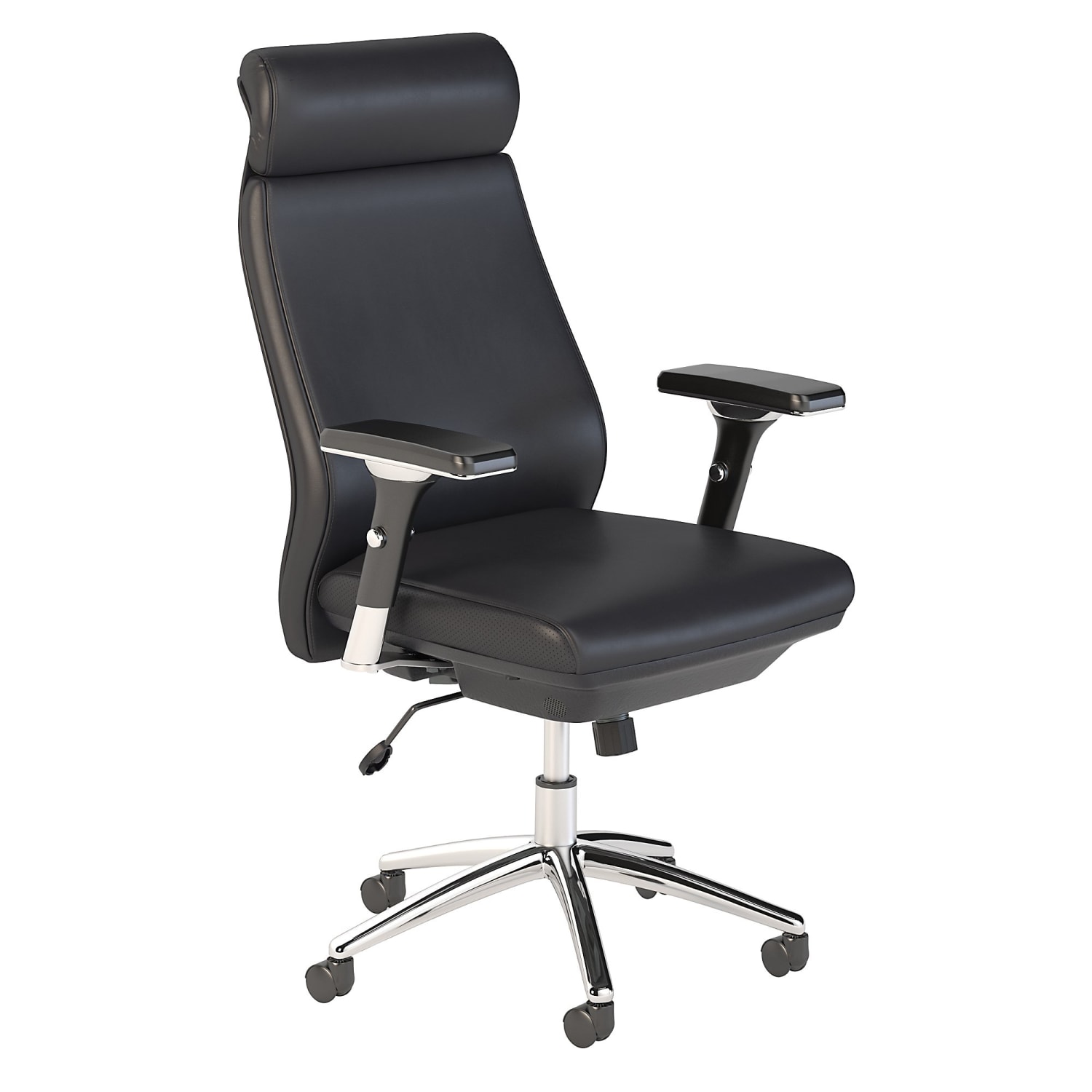 Bush Business Furniture Metropolis Ergonomic Bonded Leather High-Back Office Chair, Black, Standard Delivery - Image 3