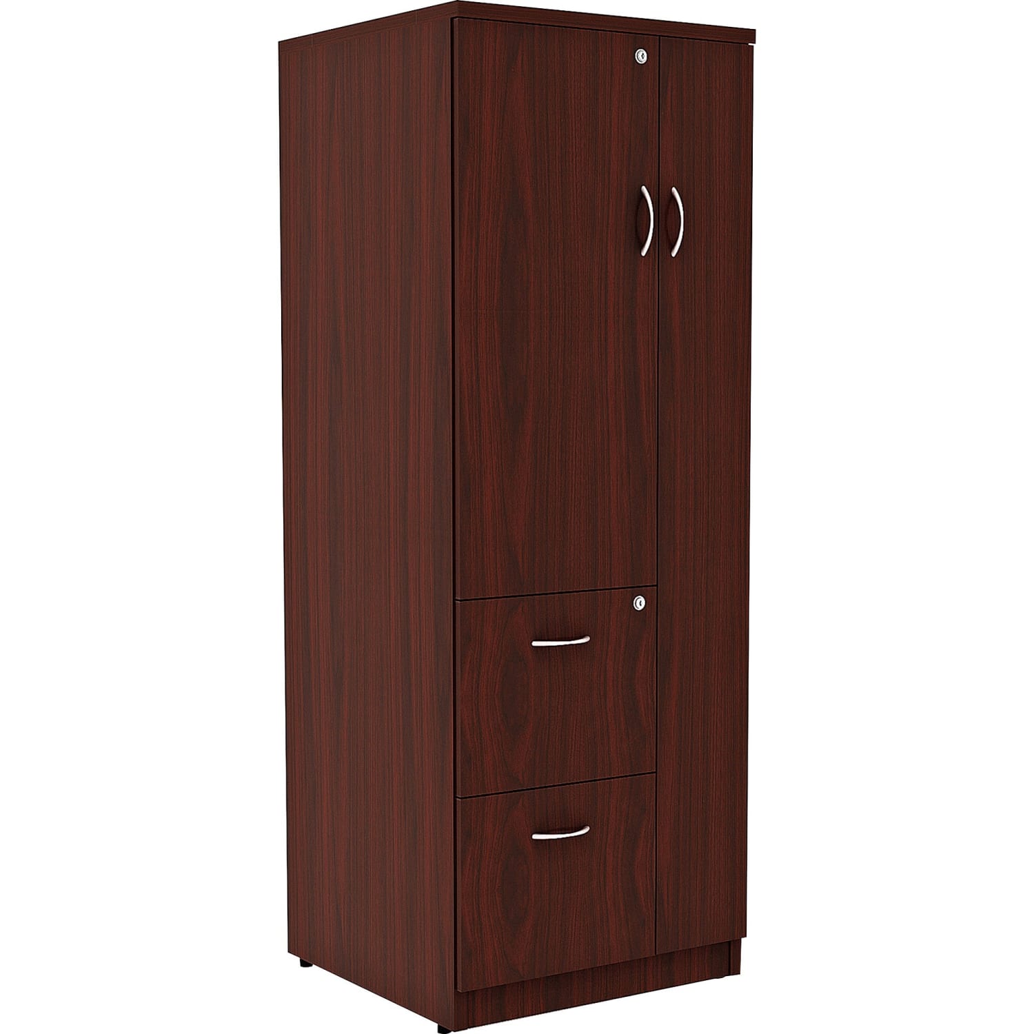 Lorell Essentials Tall Storage Cabinet, 2 Adjustable Shelves, Mahogany