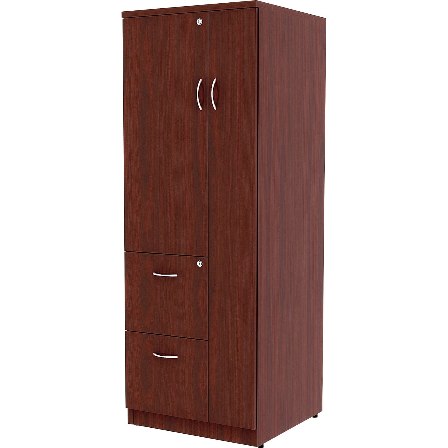 Lorell Essentials Tall Storage Cabinet, 2 Adjustable Shelves, Mahogany - Image 4