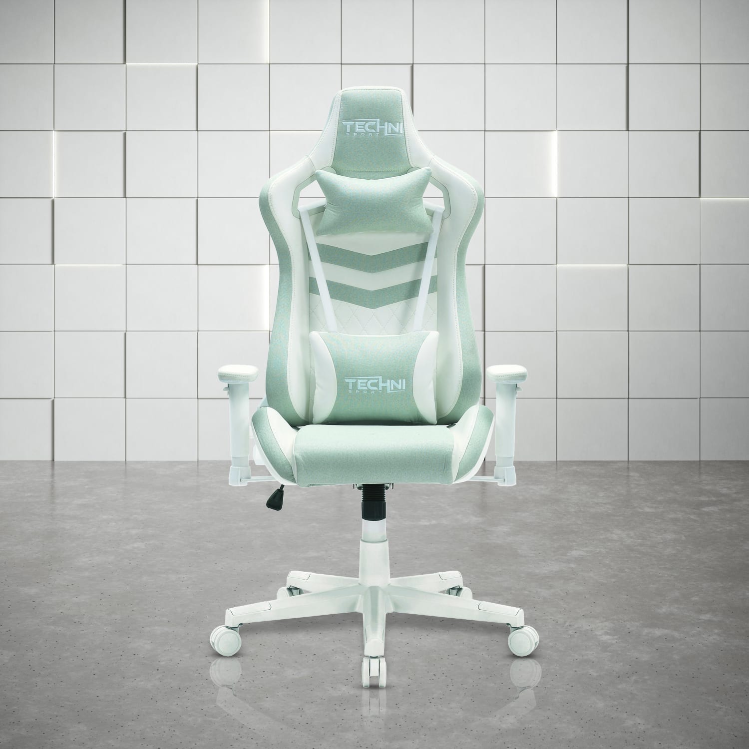 Techni Sport Pastel Series Ergonomic Faux Leather Computer Gaming Chair, Mint Green - Image 3