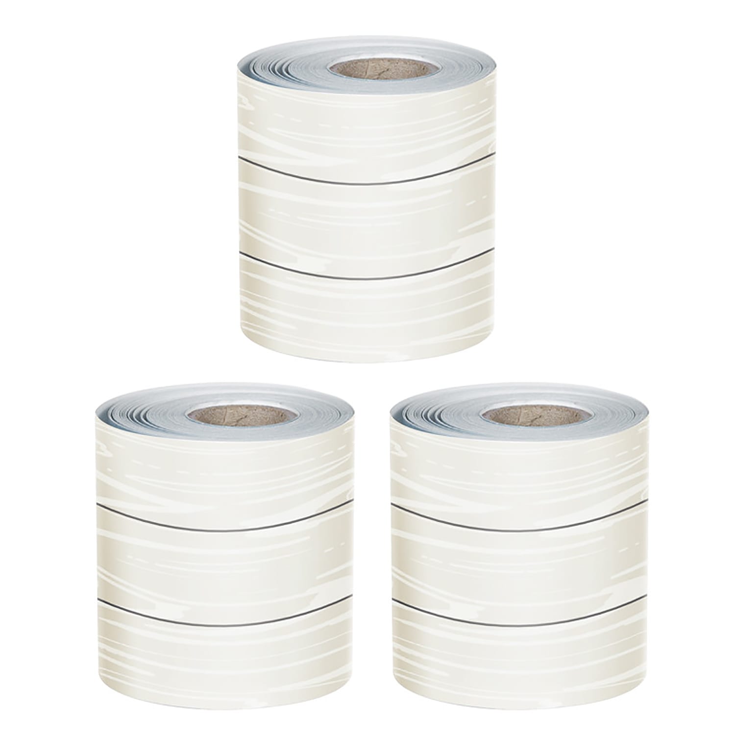 Carson Dellosa Rolled Straight Bulletin Board Borders, White Wood Grain, 65ft Per Roll, Pack Of 3 Rolls