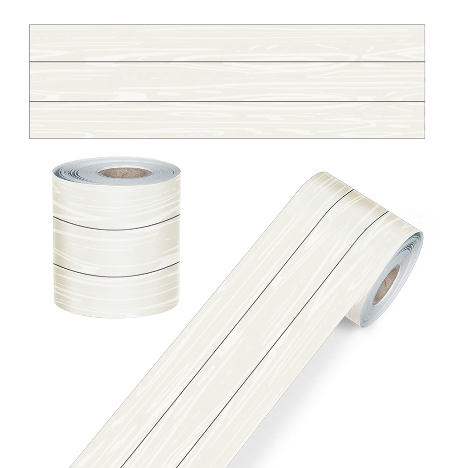 Carson Dellosa Rolled Straight Bulletin Board Borders, White Wood Grain, 65ft Per Roll, Pack Of 3 Rolls - Image 4