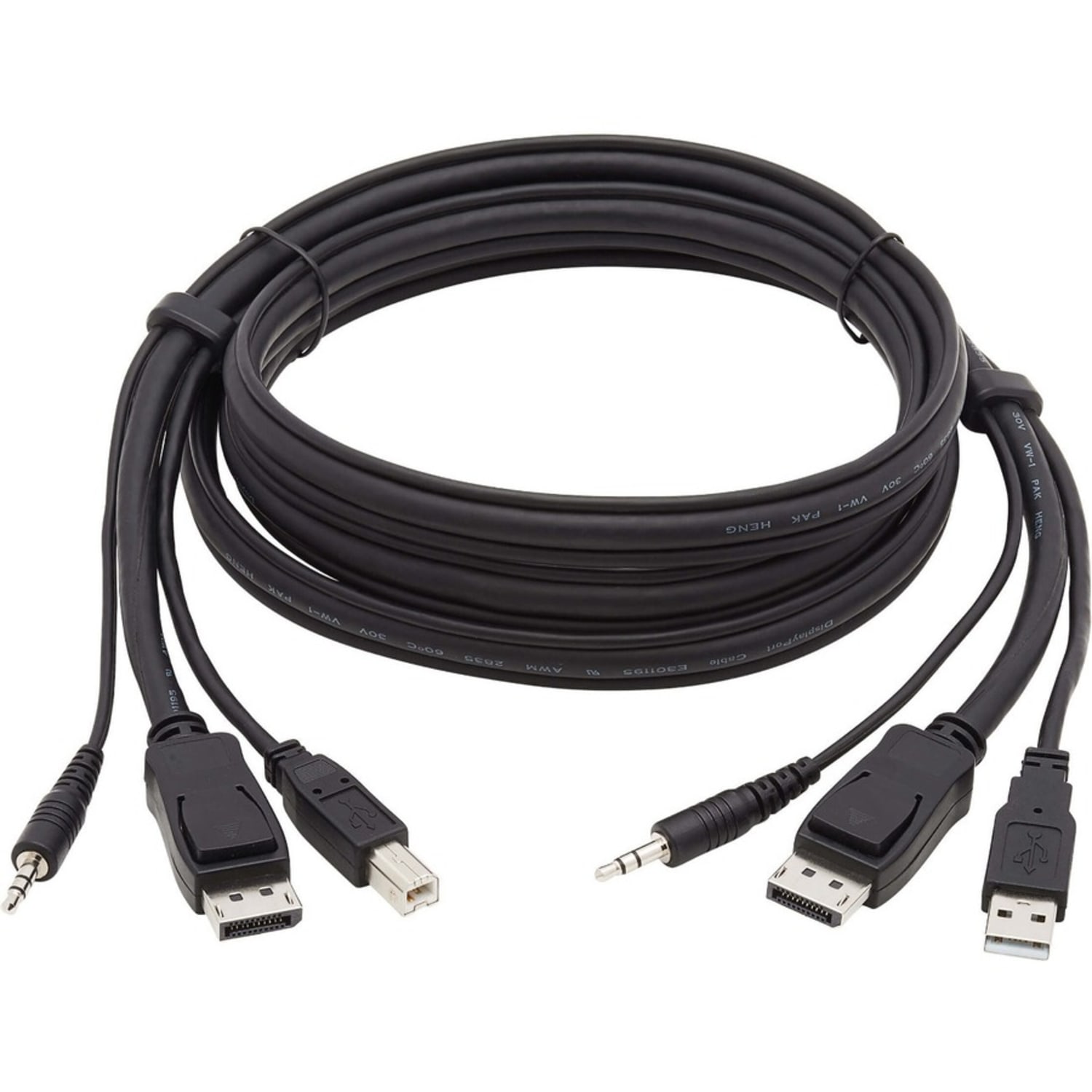 Tripp Lite DisplayPort KVM Cable Kit 3 in 1 4K USB 3.5 mm Audio 3xM/3xM 6ft - 5- Supports up to 3840 x 2160 - Gold Plated Contact - Black - Image 3