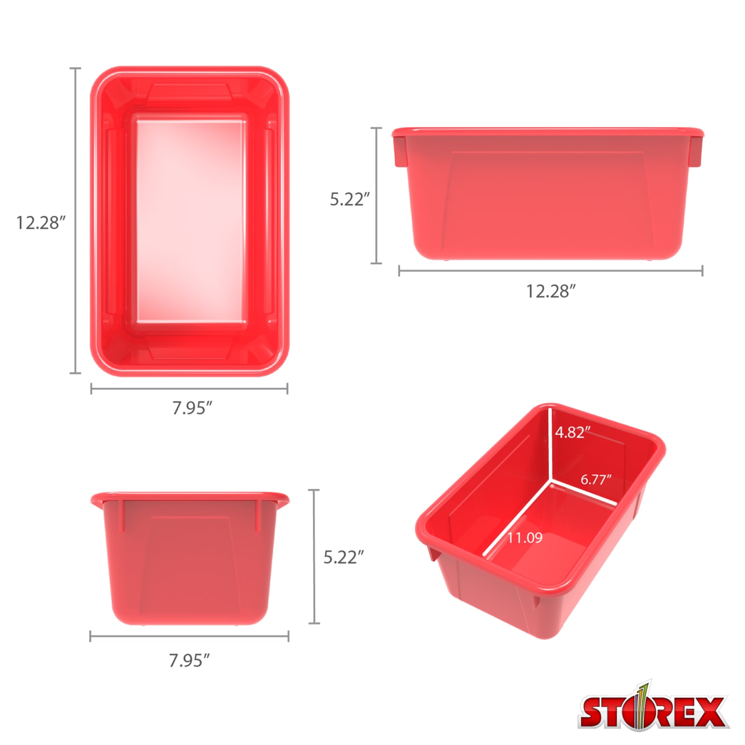 Storex Small Cubby Bins, 5-1/4inH x 8inW x 12-5/16inD, Red, Pack Of 5 Bins - Image 4