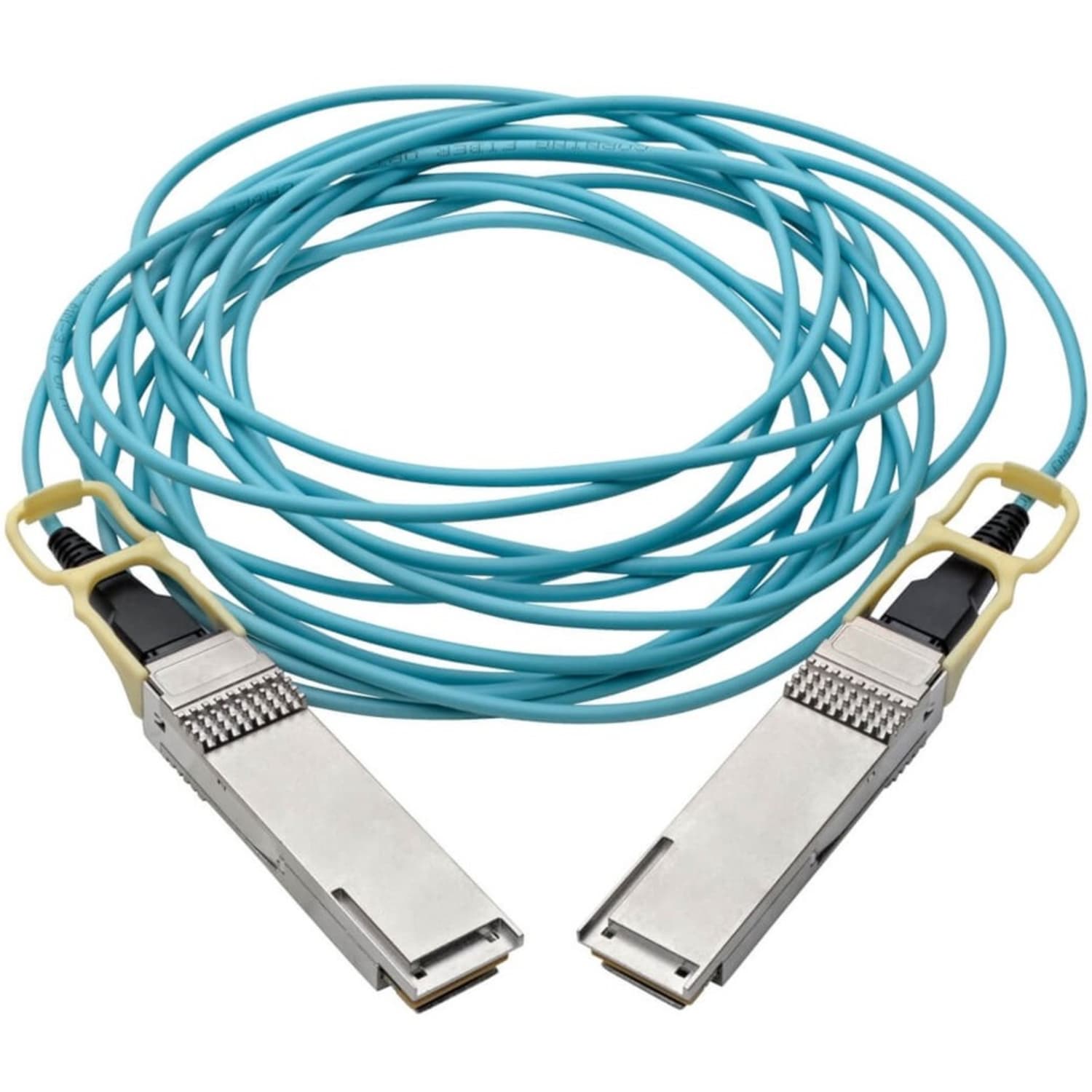 Eaton Tripp Lite Series QSFP28 to QSFP28 Active Optical Cable - 100GbE, AOC, M/M, Aqua, 5M (16.4 ft.) - 100GBase-AOC direct attach cable - QSFP28 (M) to QSFP28 (M) - 5 m - fiber optic - 50 / 125 micron - OM3 - active, plenum - aqua - Image 3