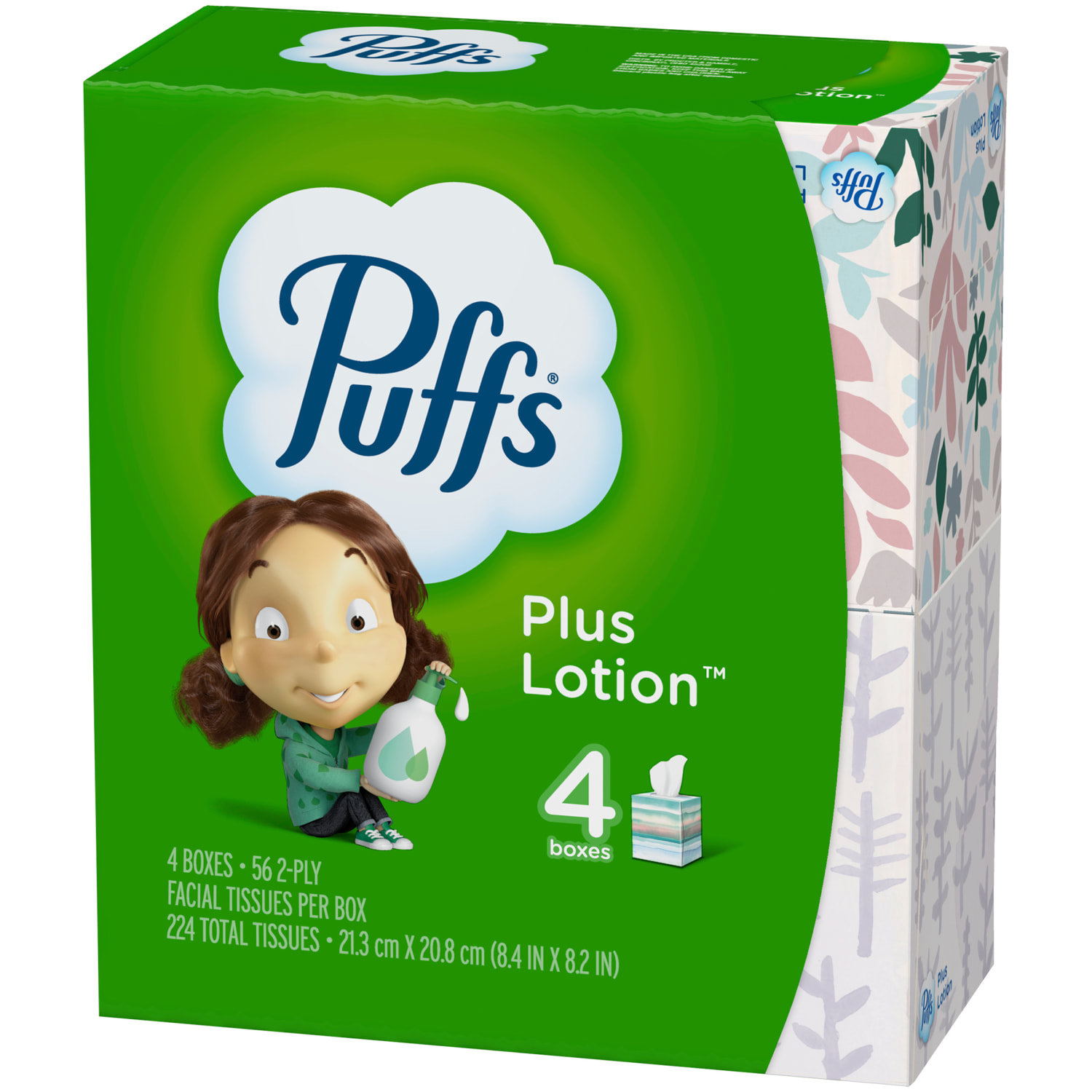 Puffs Plus Lotion 2-Ply Facial Tissues, White, 56 Sheets Per Box, Pack of 4 Boxes - Image 4