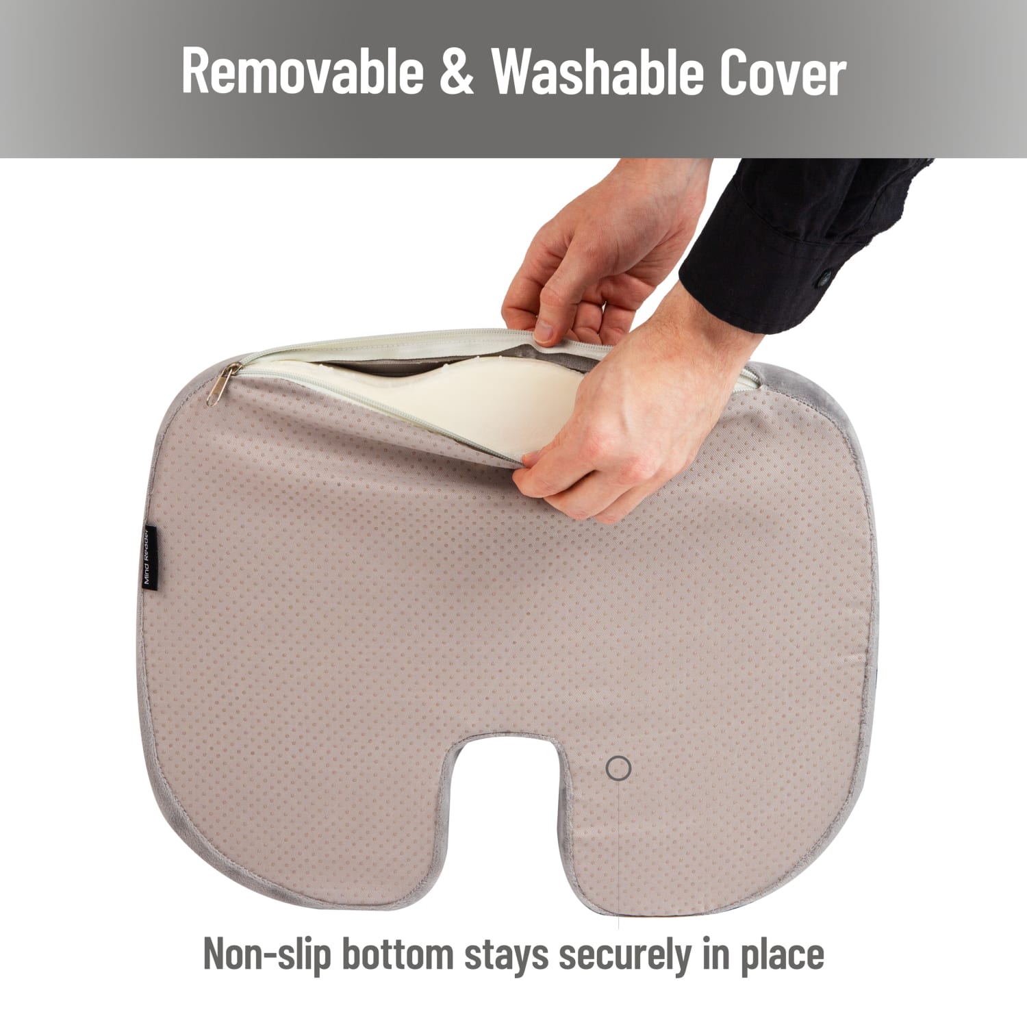Mind Reader Ergonomic Orthopedic Seat Cushion, Memory Foam, 2-3/4inH x 13-1/2inW x 18inL, Gray - Image 7