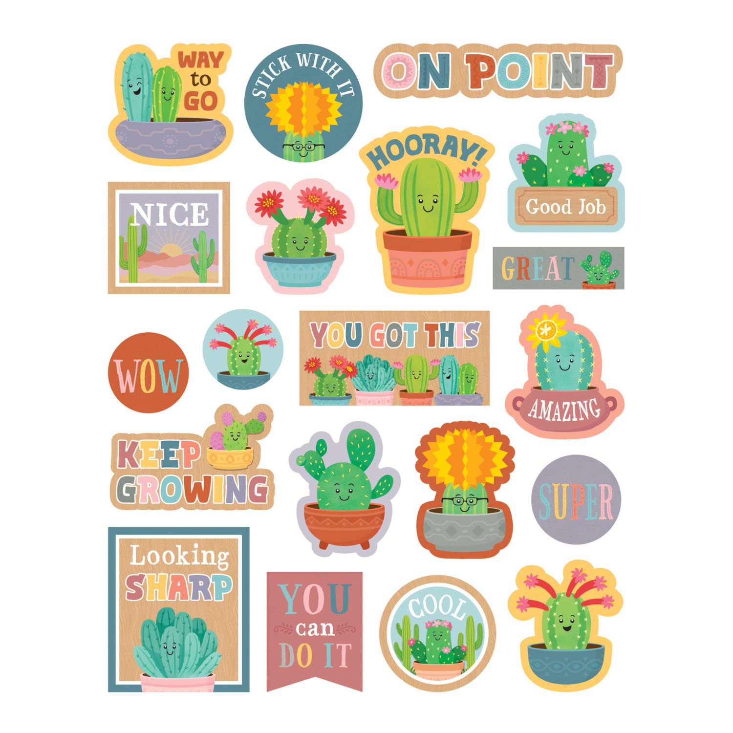 Teacher Created Resources Stickers, Happy Cactus Crew, 120 Per Pack, Set Of 12 Packs - Image 5