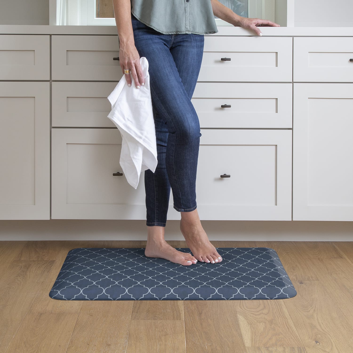 GelPro Designer Comfort Polyurethane Anti-Fatigue Floor Mat For Hard Flooring, 20in x 32in, Trellis Blue - Image 3