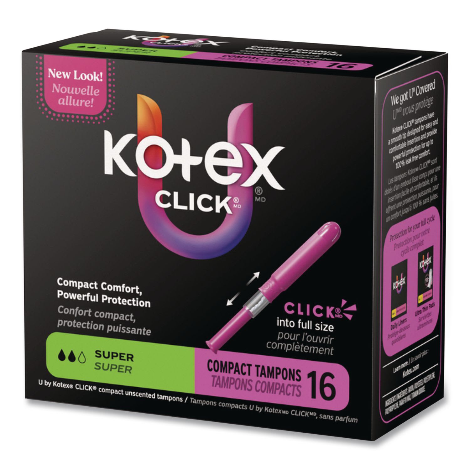 Kotex U by Kotex Click Compact Tampons, Super Absorbency, 16/Pack, 8 Packs/Carton - Image 5