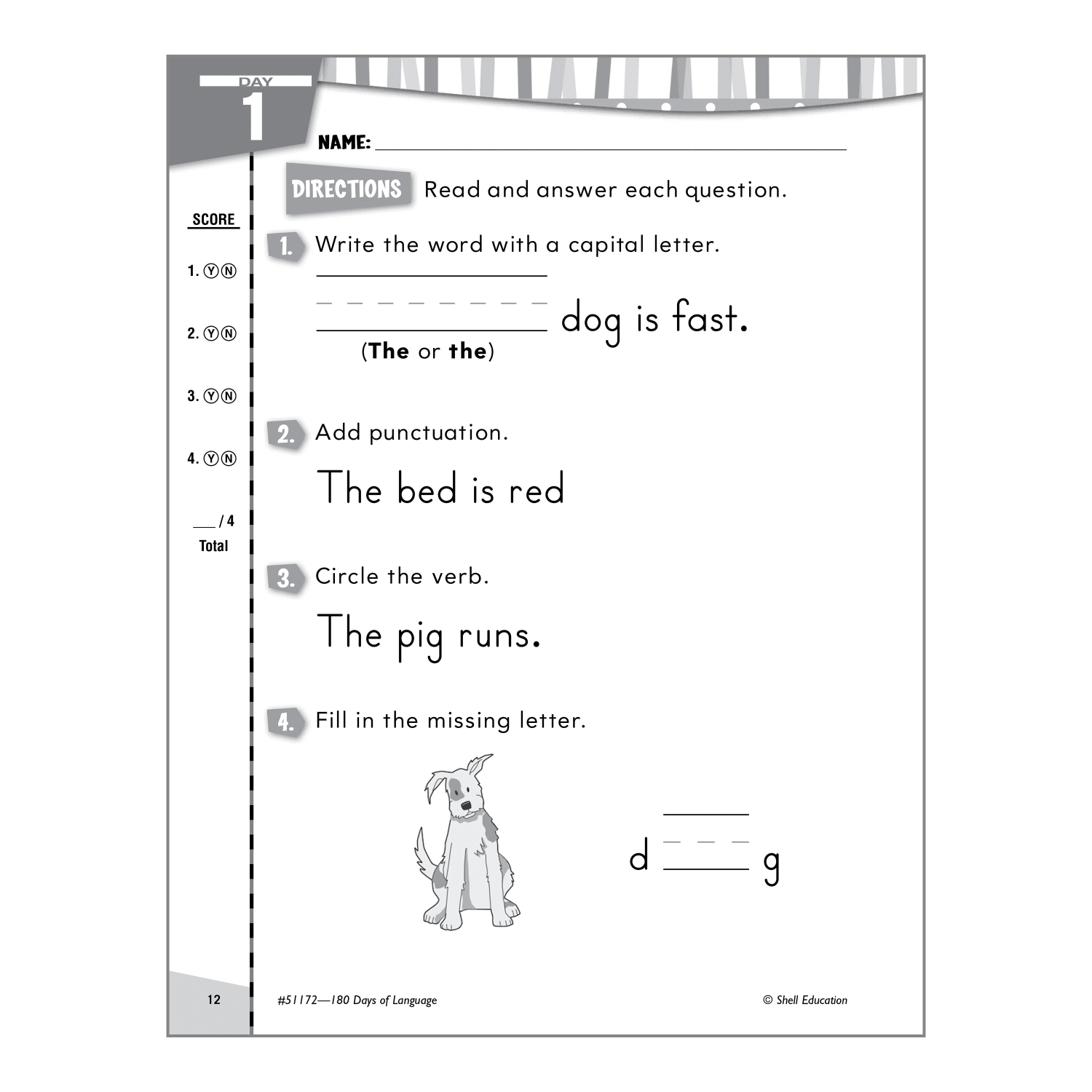 Shell Education 180 Days Of Language Workbook, Kindergarten - Image 5