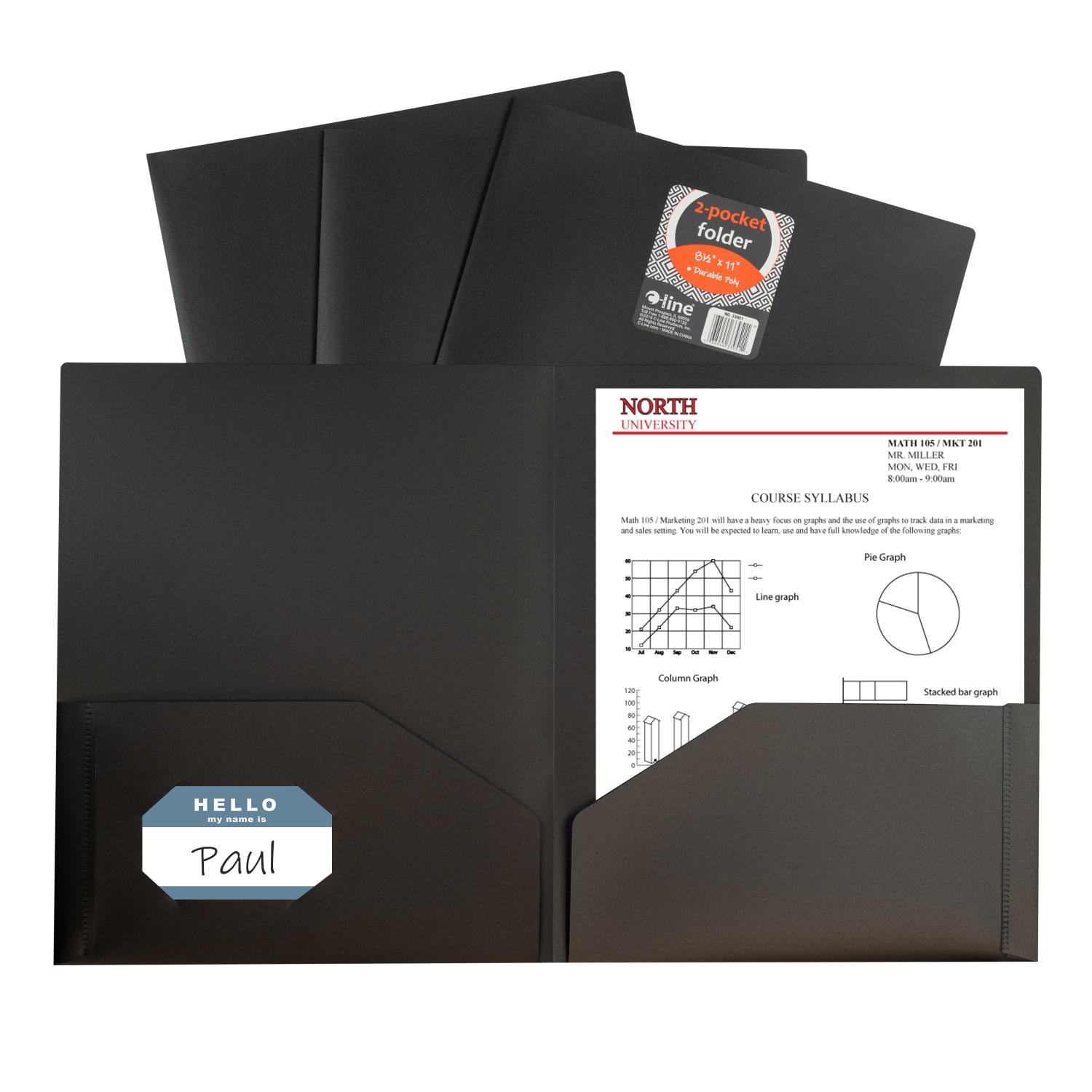 C-Line 2-Pocket Poly Portfolios, 8-1/2in x 11in, Black, Pack Of 25 Portfolios - Image 3