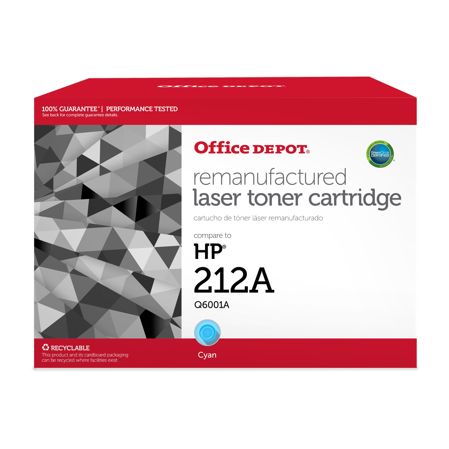 Office Depot Remanufactured Cyan High Yield Toner Cartridge Replacement For HP 212A, OD212AC