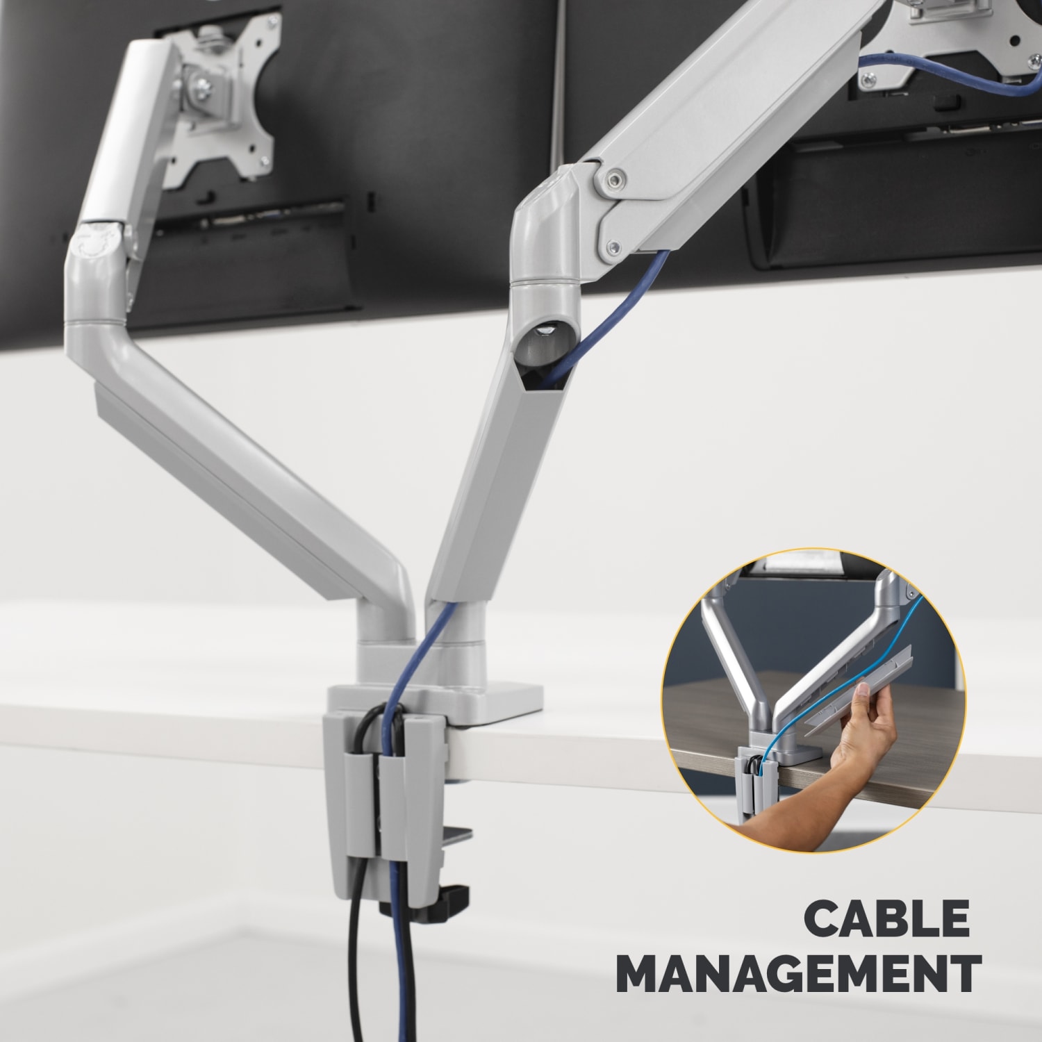 Fellowes Platinum Series Dual Flat-Panel Monitor Arms, Silver - Image 6
