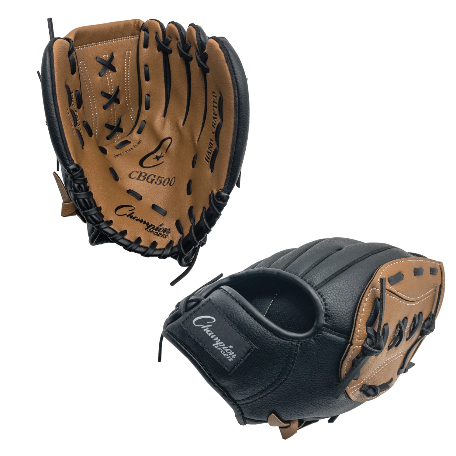 Champion Sports Leather & Vinyl Baseball/Softball Glove, 11in, Brown/Black - Image 3