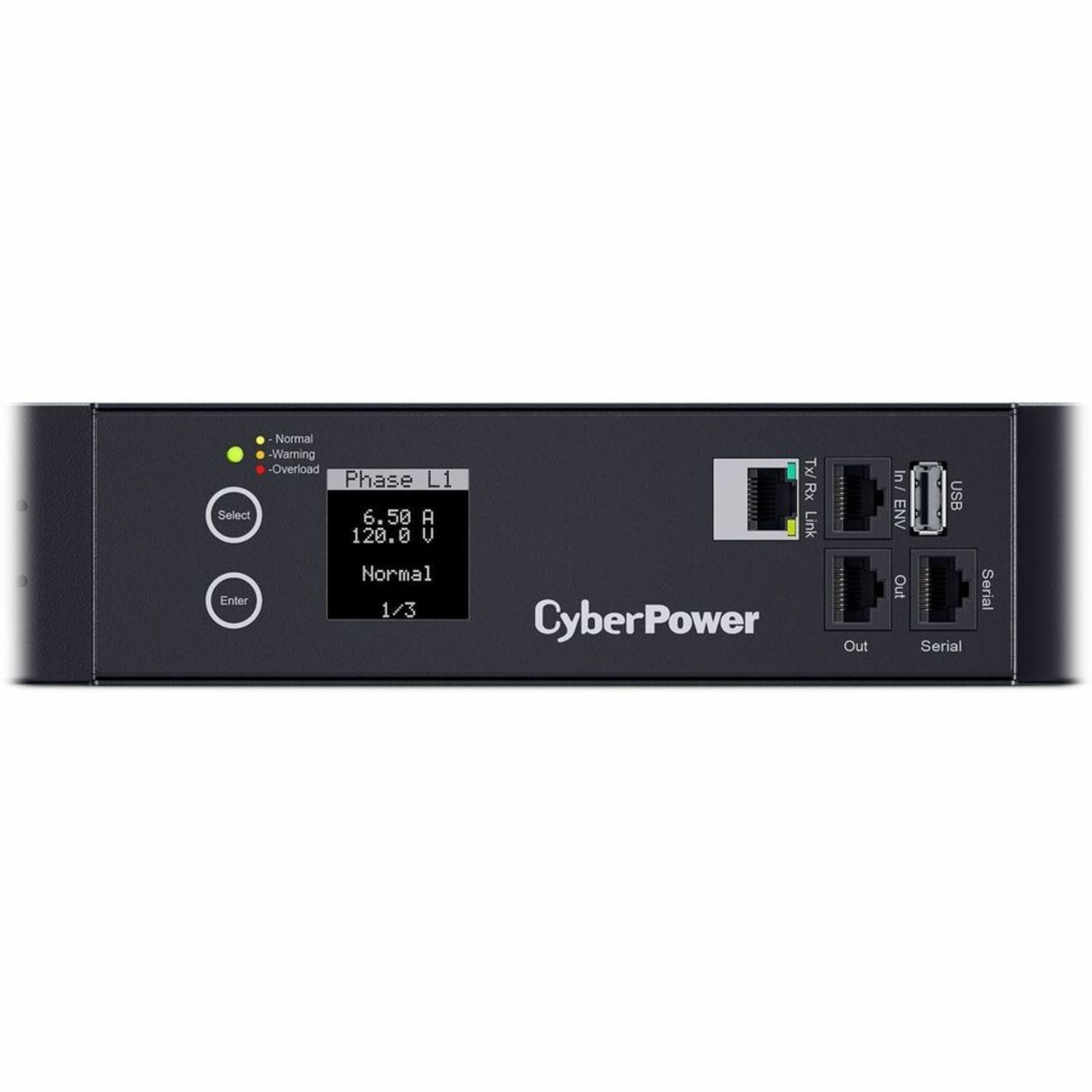 CyberPower PDU41001 Single Phase 100 - 120 VAC 15A Switched PDU - 8 Outlets, 12 ft, NEMA 5-15P, Horizontal, 1U, SNMP, LCD, 3YR Warranty - Image 4
