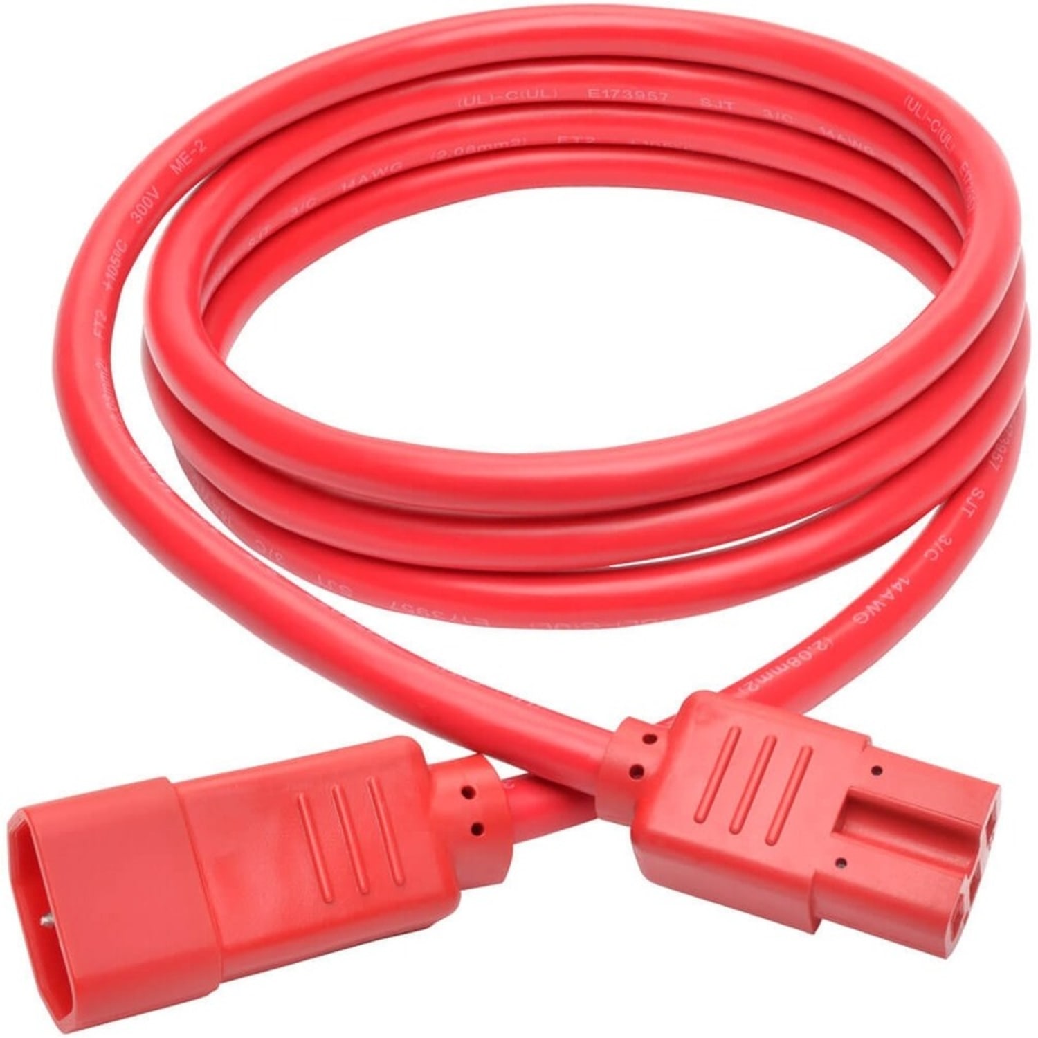 Eaton Tripp Lite Series Power Cord C14 to C15 - Heavy-Duty, 15A, 250V, 14 AWG, 6 ft. (1.83 m), Red - Power cable - IEC 60320 C14 to IEC 60320 C15 - 250 V - 15 A - 6 ft - molded - red - Image 3