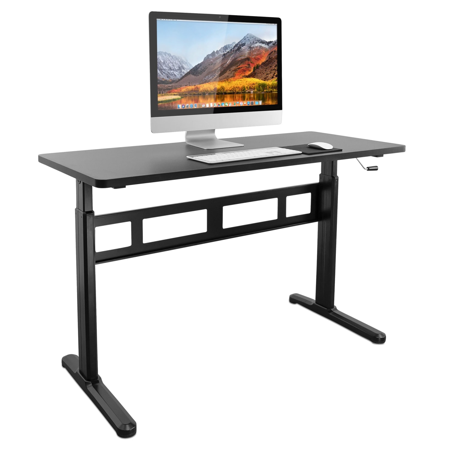 Mount-It! Mi-7981 56inW Hand Crank Sit-Stand Desk, Black - Image 3