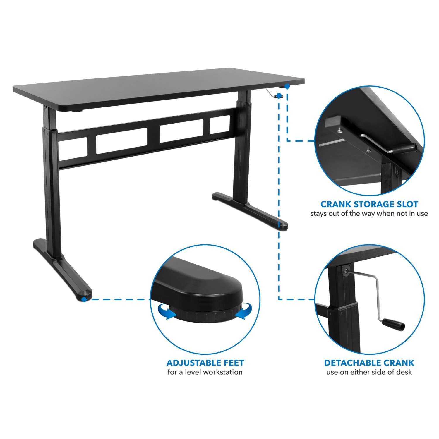 Mount-It! Mi-7981 56inW Hand Crank Sit-Stand Desk, Black - Image 4