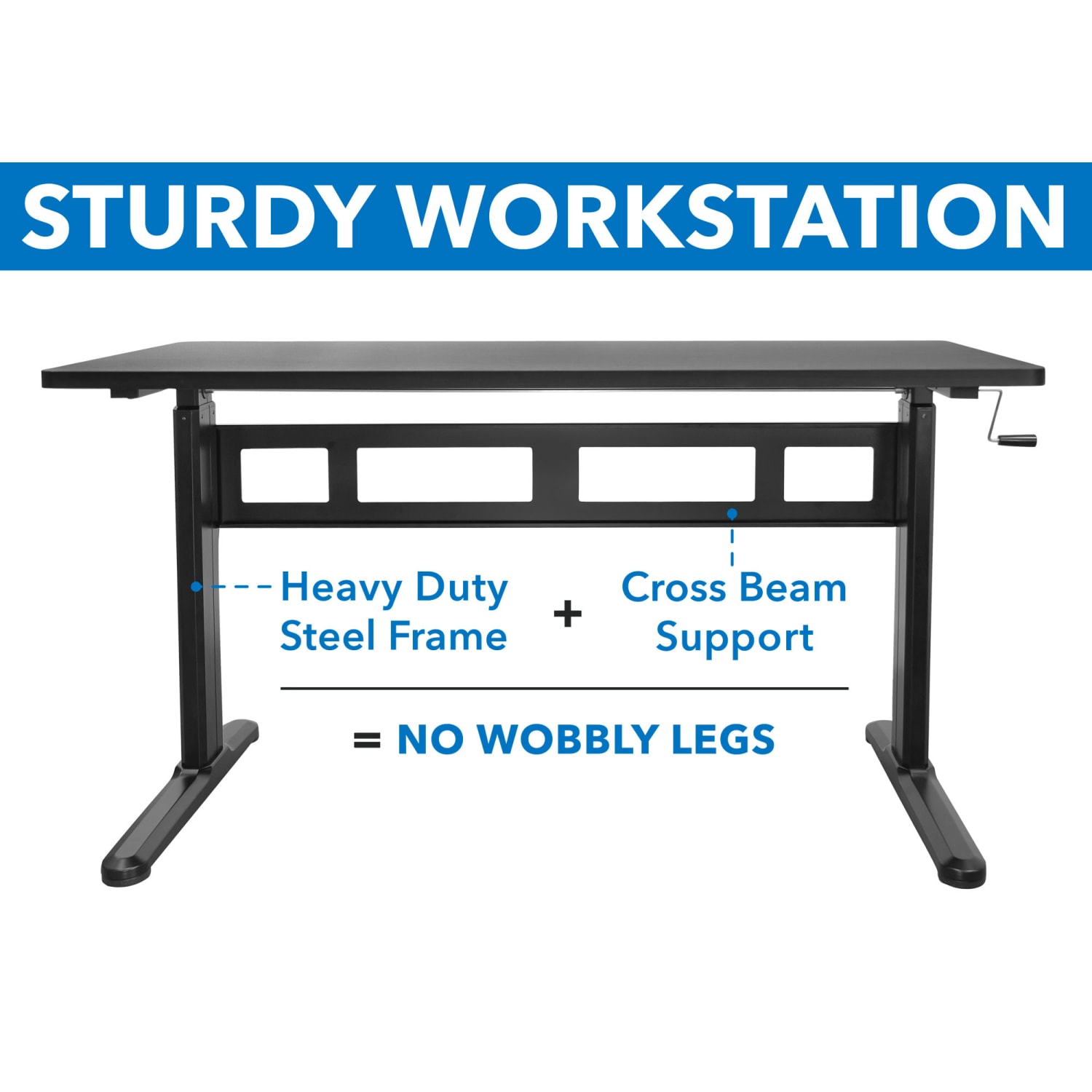 Mount-It! Mi-7981 56inW Hand Crank Sit-Stand Desk, Black - Image 5