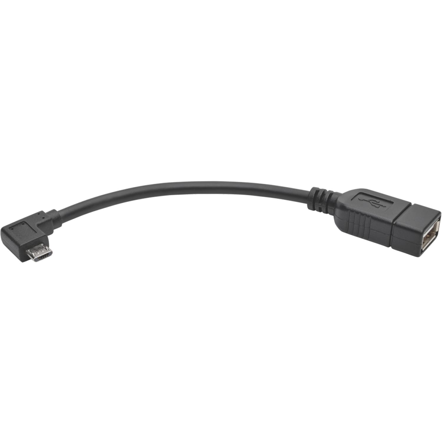 Tripp Lite Micro USB to USB OTG Host Adapter Cable Right-Angle 5-Pin USB Micro-B to A (M/F) 6-in. (15.24 cm) - Black - Image 3