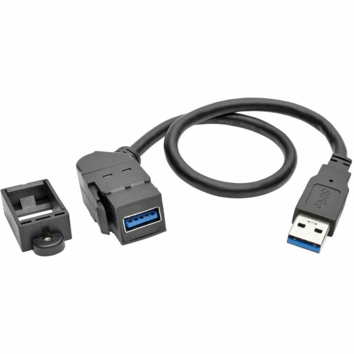 Tripp Lite USB 3.0 Keystone Panel Mount Coupler Extension Cable Angled 1ft - 11.81in - 1x Type A Female USB - U324001KPABK
